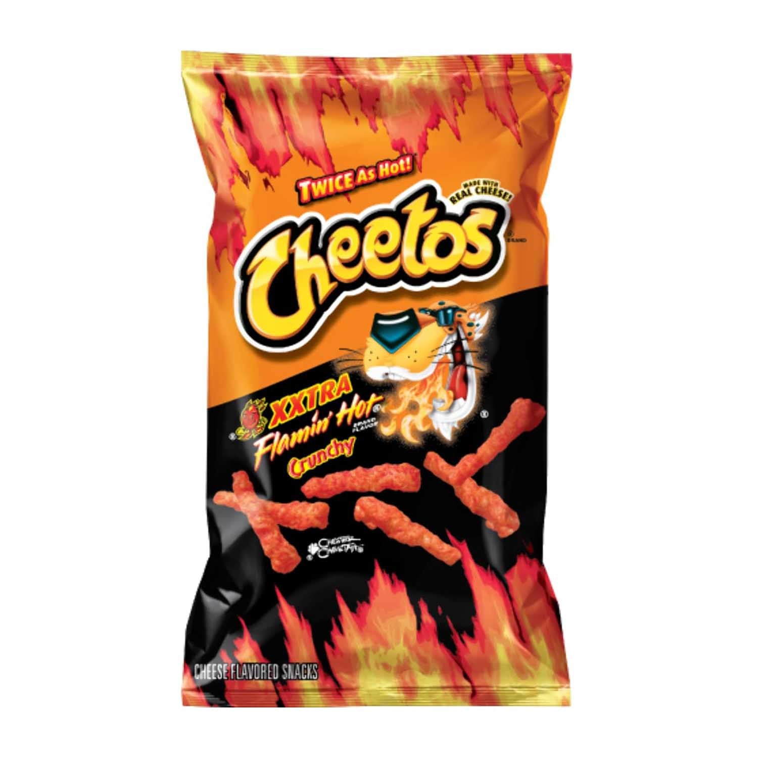 Frito Lay Cheetos Xxtra Hot Flamin' Crunchy Cheese Snacks - 32 Count Case (Pack of 1) - Spicy Party Snacks for Game Night, Movie Time & Office Break Room