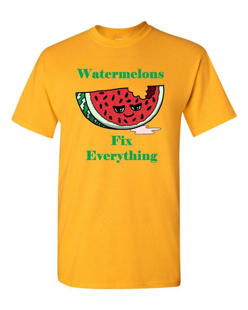 Funny Watermelon Fix Everything Slogan Adult T-Shirt - Comfortable Cotton Tee for Casual Wear, Gifts & Summer Outfits