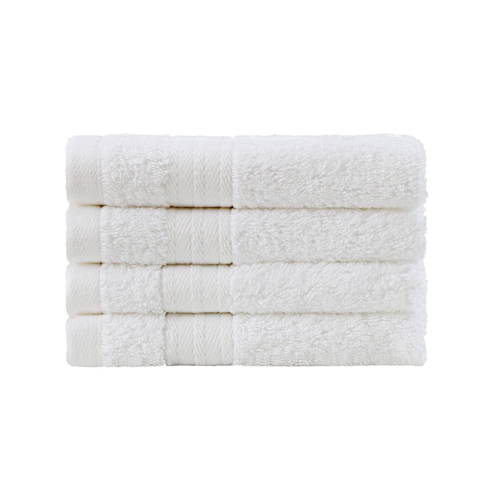 Premium 4-Piece Cotton Bath Towel Set - Soft & Absorbent White Washcloths for Spa, Bath & Luxury Home Use