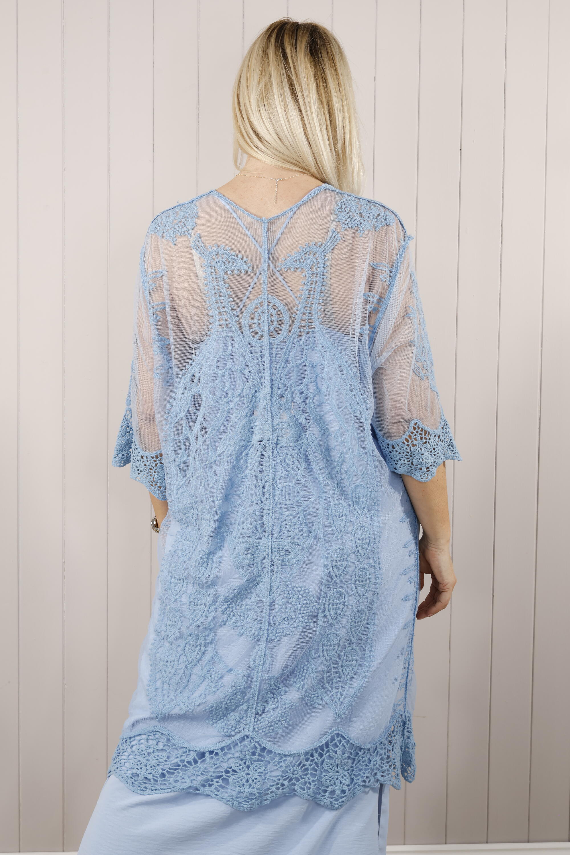 Peacock Sheer Cardigan for Women - Lightweight Baby Blue Open Front Cover Up - Perfect for Spring, Summer, Beach & Evening Wear