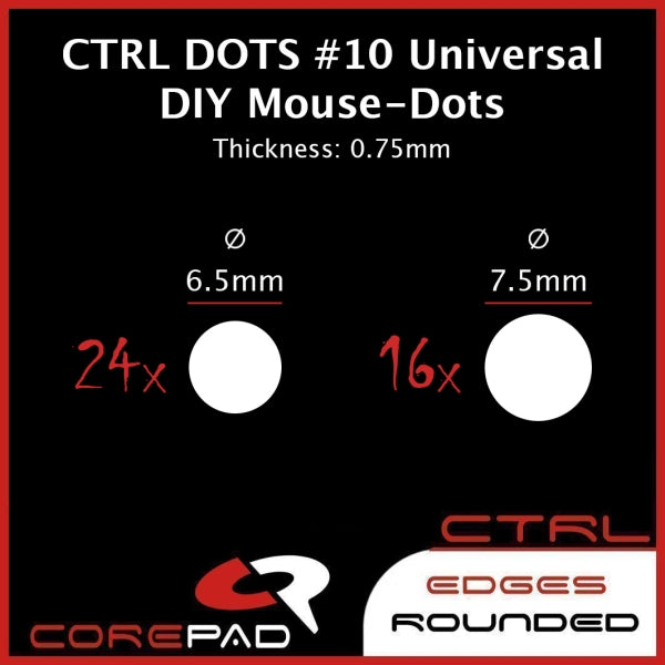 Corepad Skatez CTRL Mouse Feet - Universal DIY Dots for Gaming Mice (10-Pack) | Smooth Gliding & Precision Control for FPS, MOBA & Esports Gaming