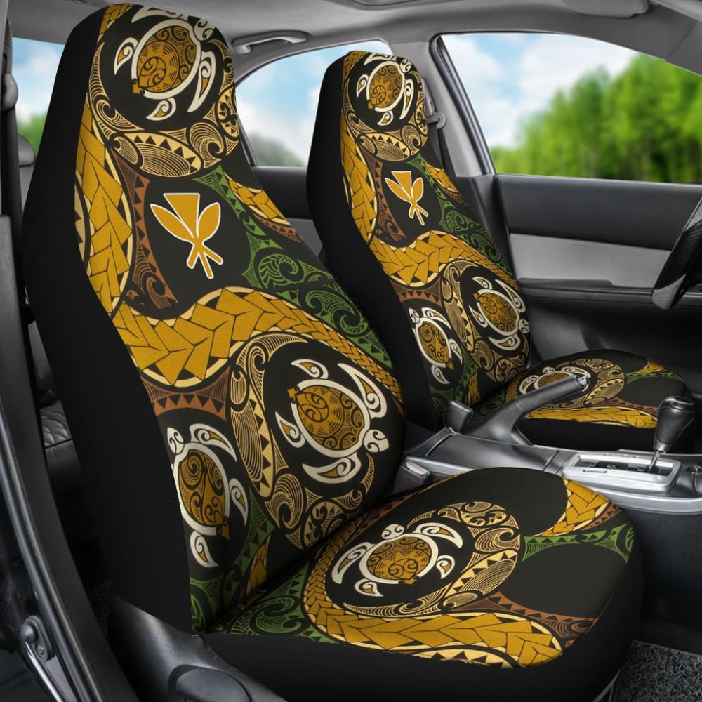 Premium Hawaiian Kanaka Maoli Polynesian Turtle Design Car Seat Covers - Breathable Universal Fit for Cars, Trucks & SUVs - Perfect for Beach Trips, Road Adventures & Cultural Enthusiasts