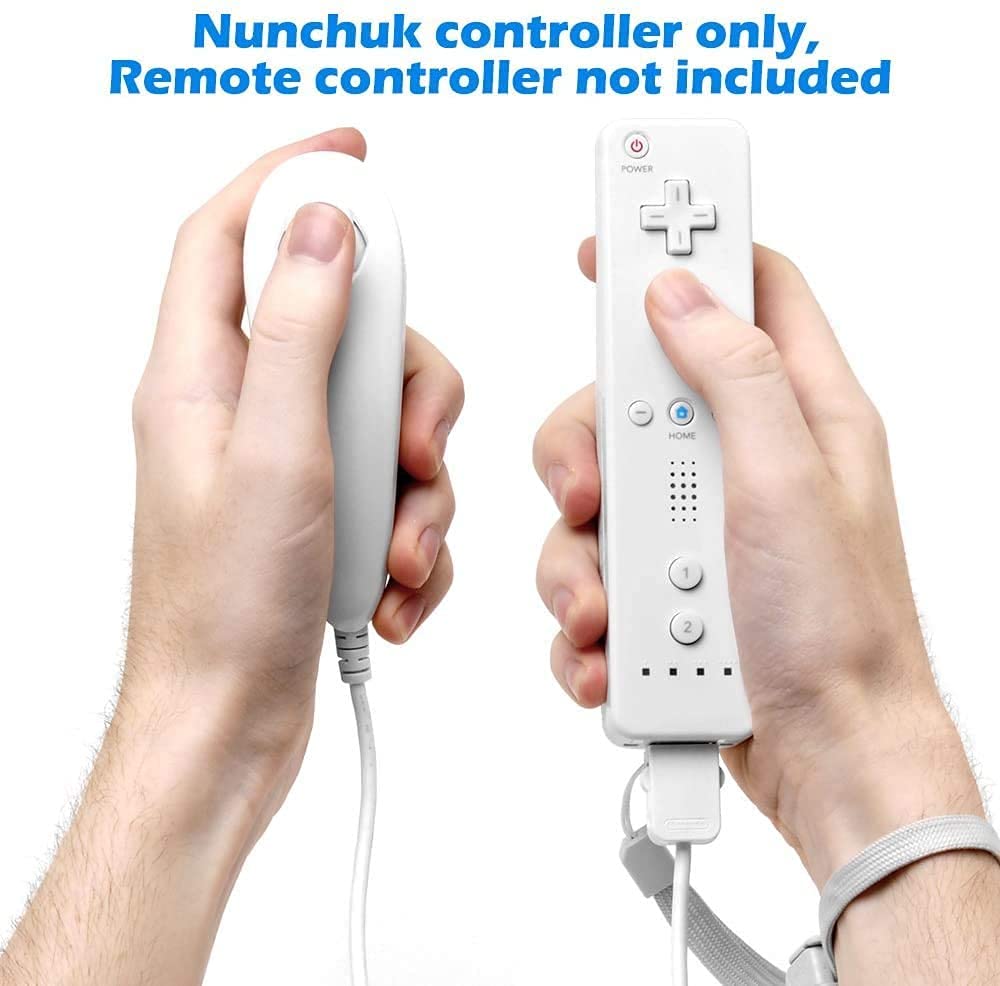 2-Pack White Wii Nunchuck Controller - Replacement for Nintendo Wii Gaming Accessories - Perfect for Multiplayer & Fitness Games