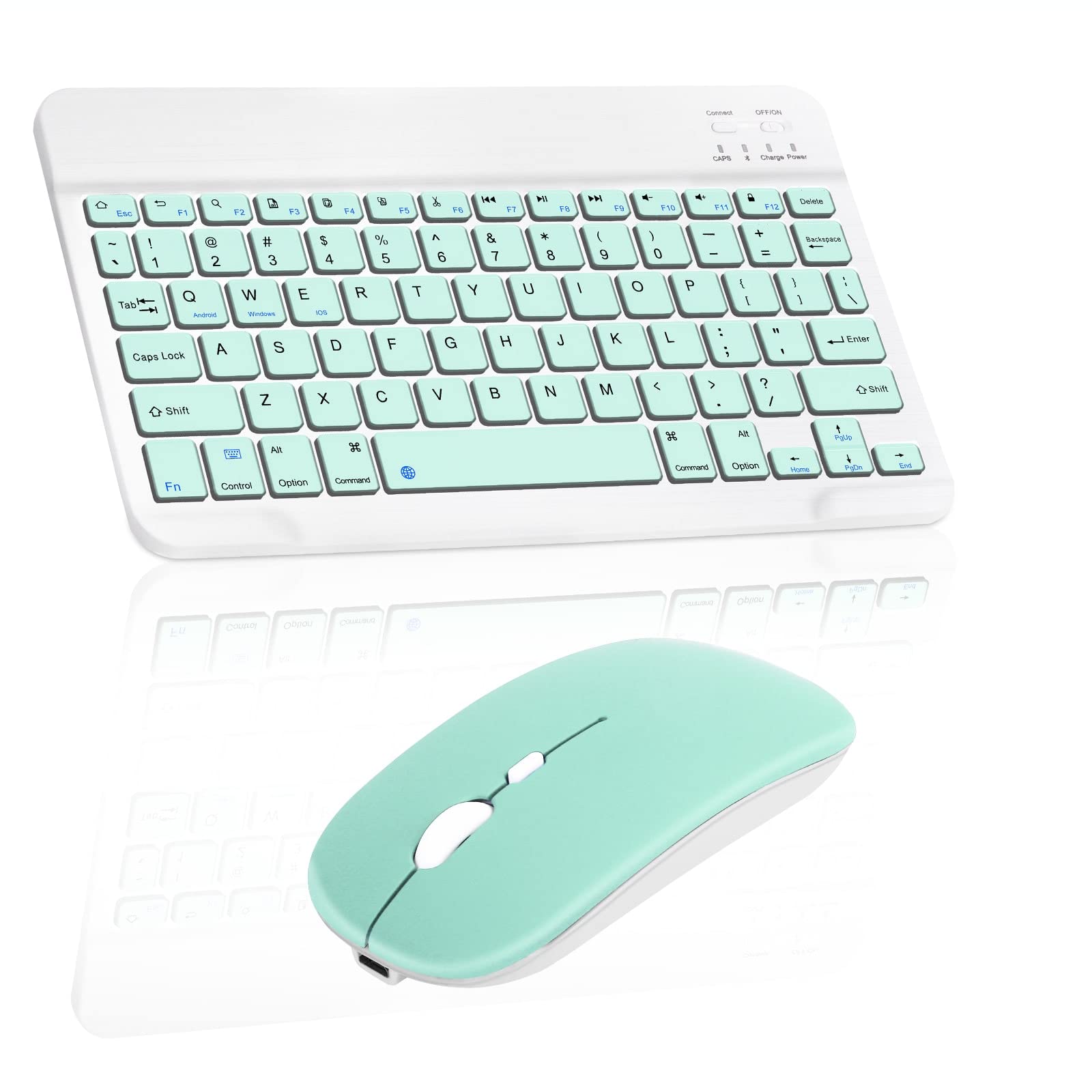 Rechargeable Bluetooth Keyboard and Mouse Combo - Ultra Slim Full-Size Wireless Keyboard with Ergonomic Mouse for Mac, iPad, Tablet, PC, Laptop - Compatible with Xiaomi Black Shark 3 & All Bluetooth Devices - Teal - Perfect for Home Office, Gaming, and Remote Work