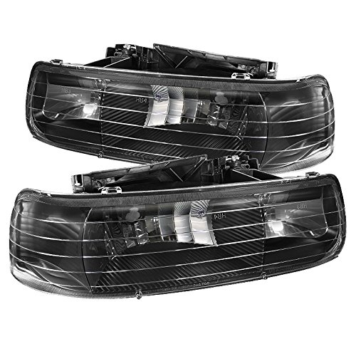 Xtune Amber Crystal Headlights for Chevy Silverado 1500/2500/3500, Suburban 1500/2500 & Tahoe - High-Performance LED Lights for Off-Road & Night Driving