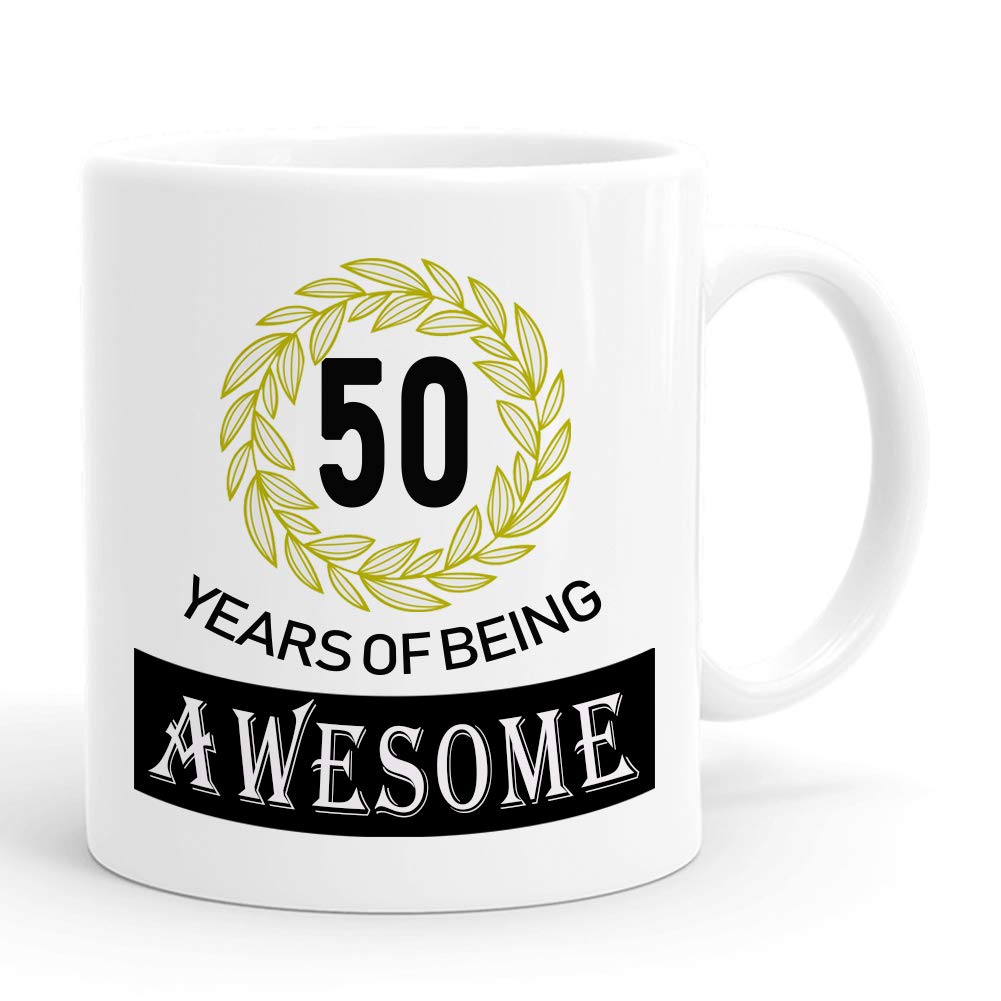 50 Years of Being Awesome Mug - Funny 50th Birthday Gift for Women, 1970 Vintage 11 oz Coffee Cup - Perfect for Her, Mom, Sister, Wife, Grandma & Coworker | Great for Office Use, Home Decor & Birthday Celebrations