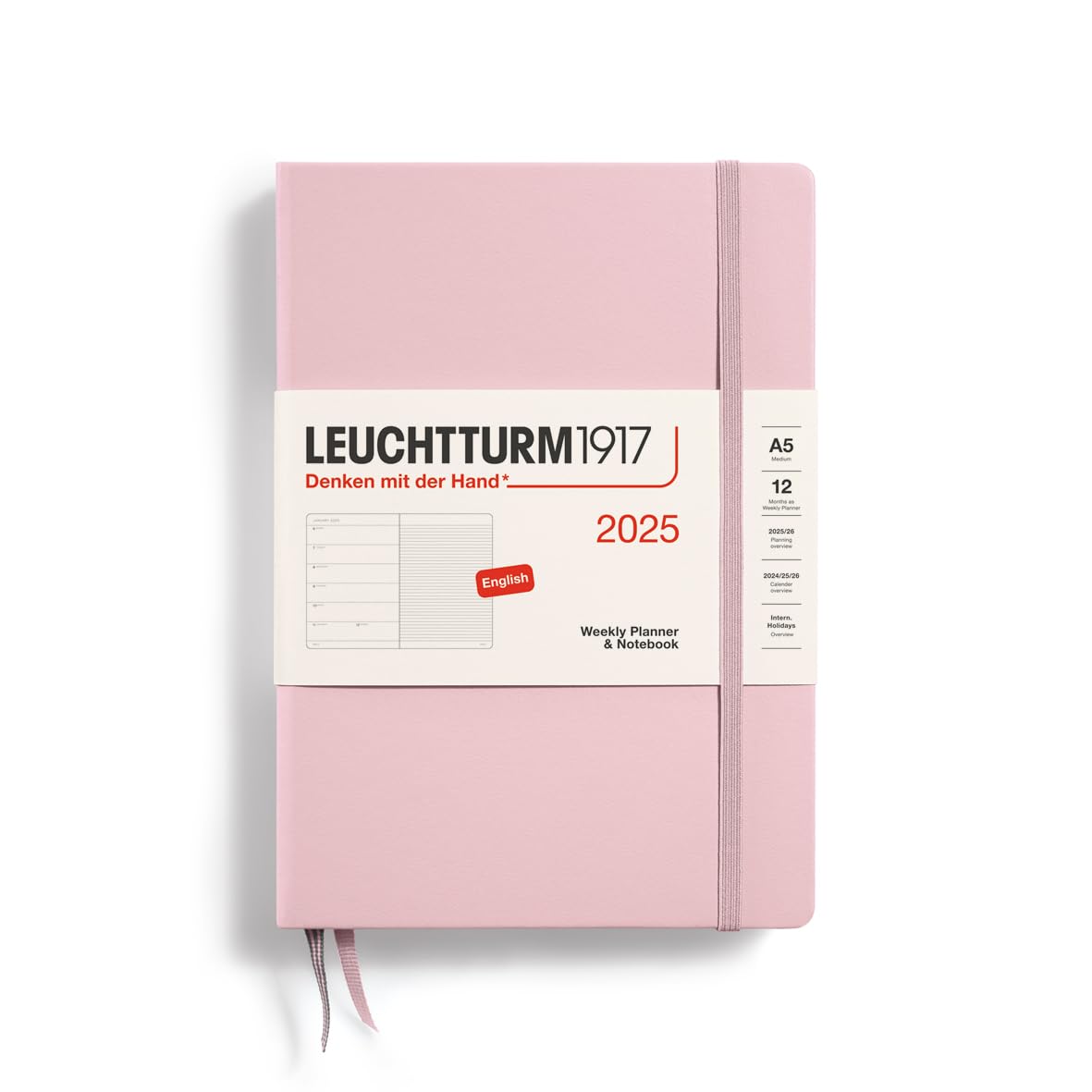 LEUCHTTURM1917 2025 Weekly Planner & Notebook - A5 Hardcover with Powder Cover, Jan-Dec 2025 Calendar - Perfect for Work, School & Personal Organization