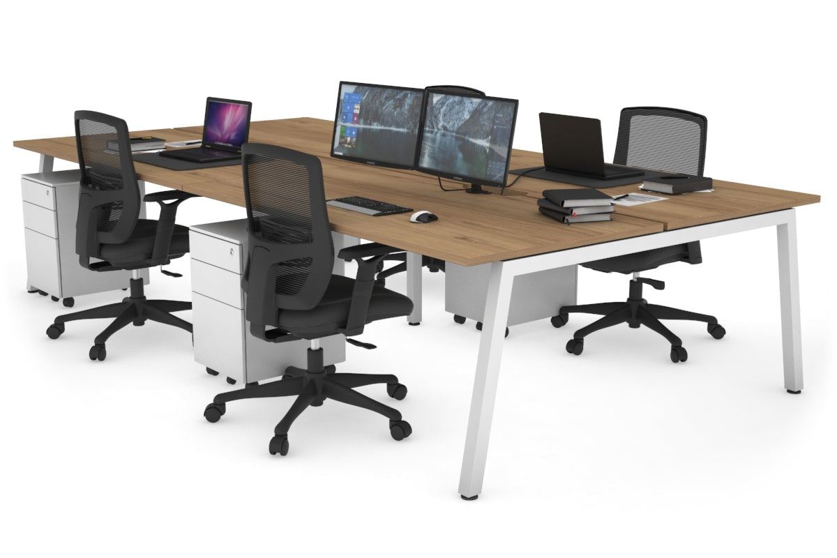 Quadro 4-Person Office Workstation Desk - 1200L x 800W with Cable Management Scallop - Perfect for Collaborative Workspaces, Team Meetings & Open Office Environments