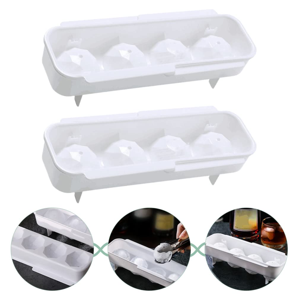 Premium Silicone Ice Cube Tray with Lid - 2 Pack Mini Ice Maker for Drinks, Smoothies & Cocktails | 4 Grids Ice Storage Container for Freezer, Party, Kitchen & Bar Use