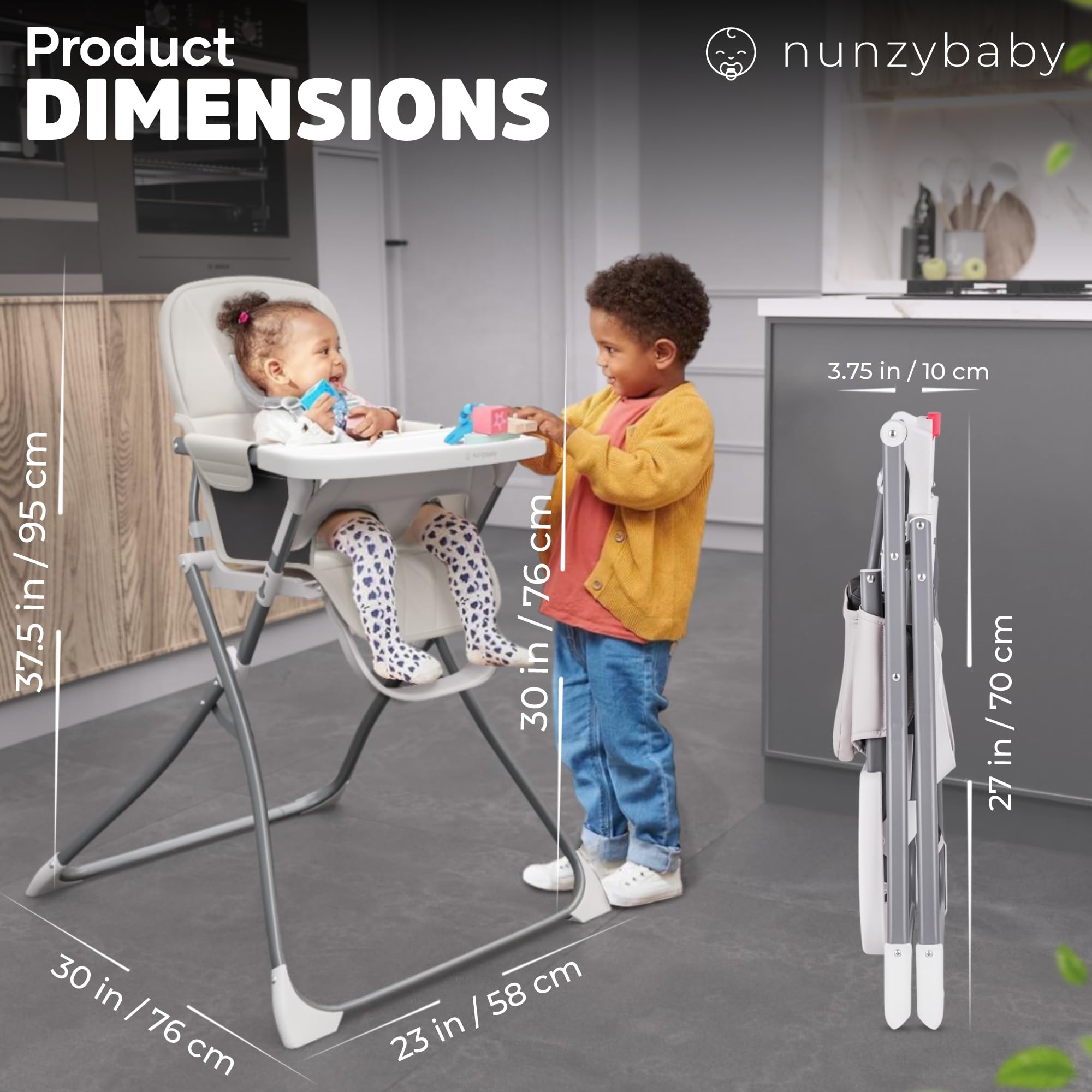 Foldable Baby High Chair with 5-Point Safety Belt | Portable & Collapsible Highchair for Toddlers | Easy to Clean & Space-Saving | Perfect for Dining, Travel & Small Spaces