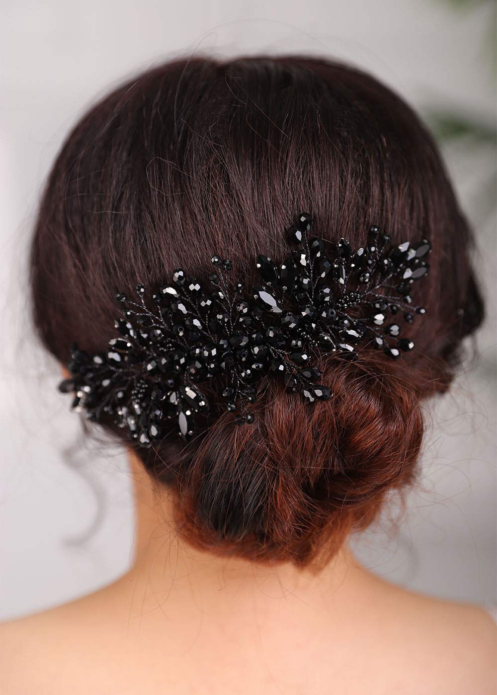 Sparkly Crystal Rhinestone Black Bridal Hair Comb - Elegant Wedding Headpiece Crown for Brides | Perfect for Weddings, Prom, and Formal Events