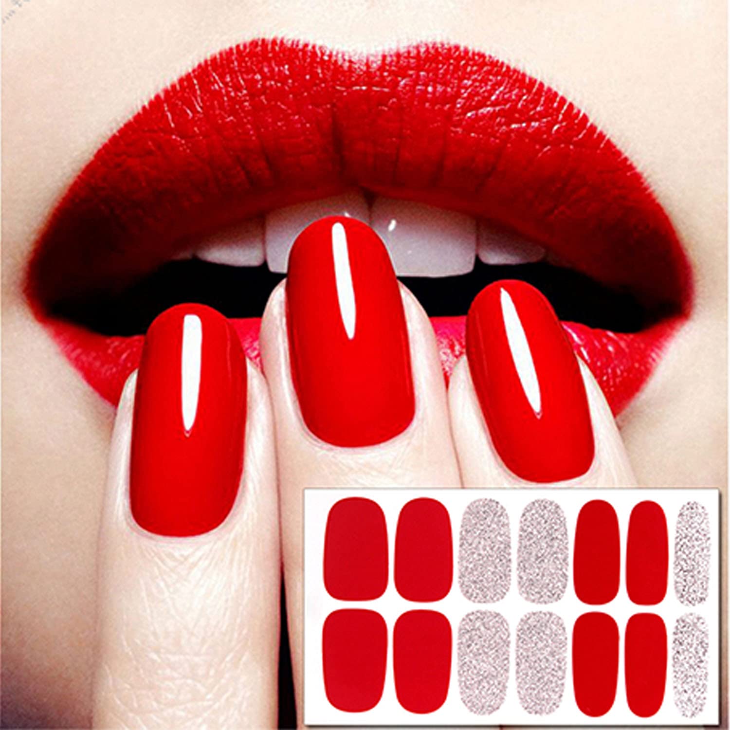 WOKOTO 20 Sheets Nail Polish Strips Set - 10 Solid Colors & 10 Glitter Nail Wraps | DIY Nail Art Kit with Nail File | Perfect for Home Manicures, Parties & Gifts
