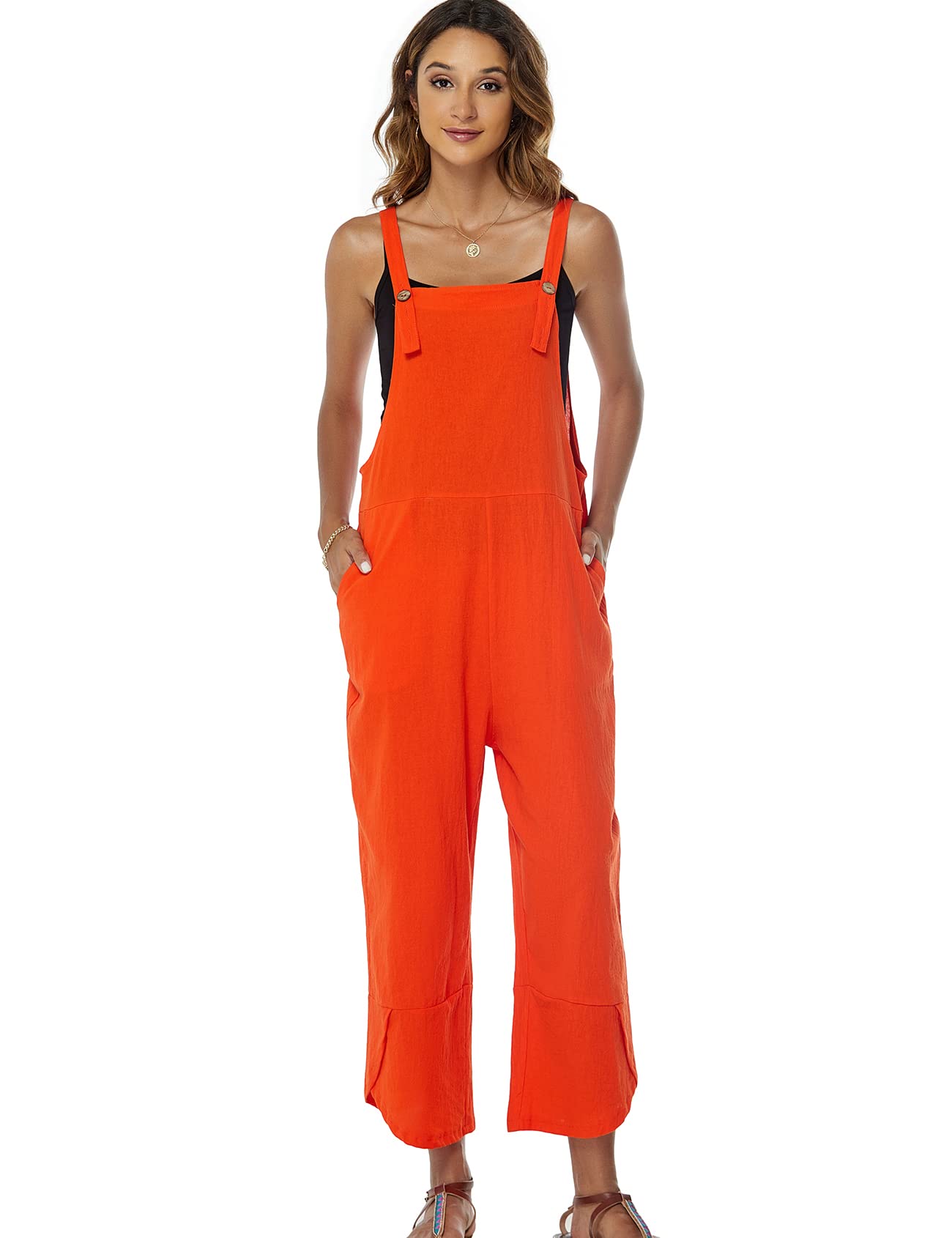 Kissonic Women's Casual Cotton Bib Overalls - Loose Baggy Wide Leg Jumpsuit with Pockets | Comfortable Workwear & Fashion Outfit for Daily Wear, Gardening, and Outdoor Activities