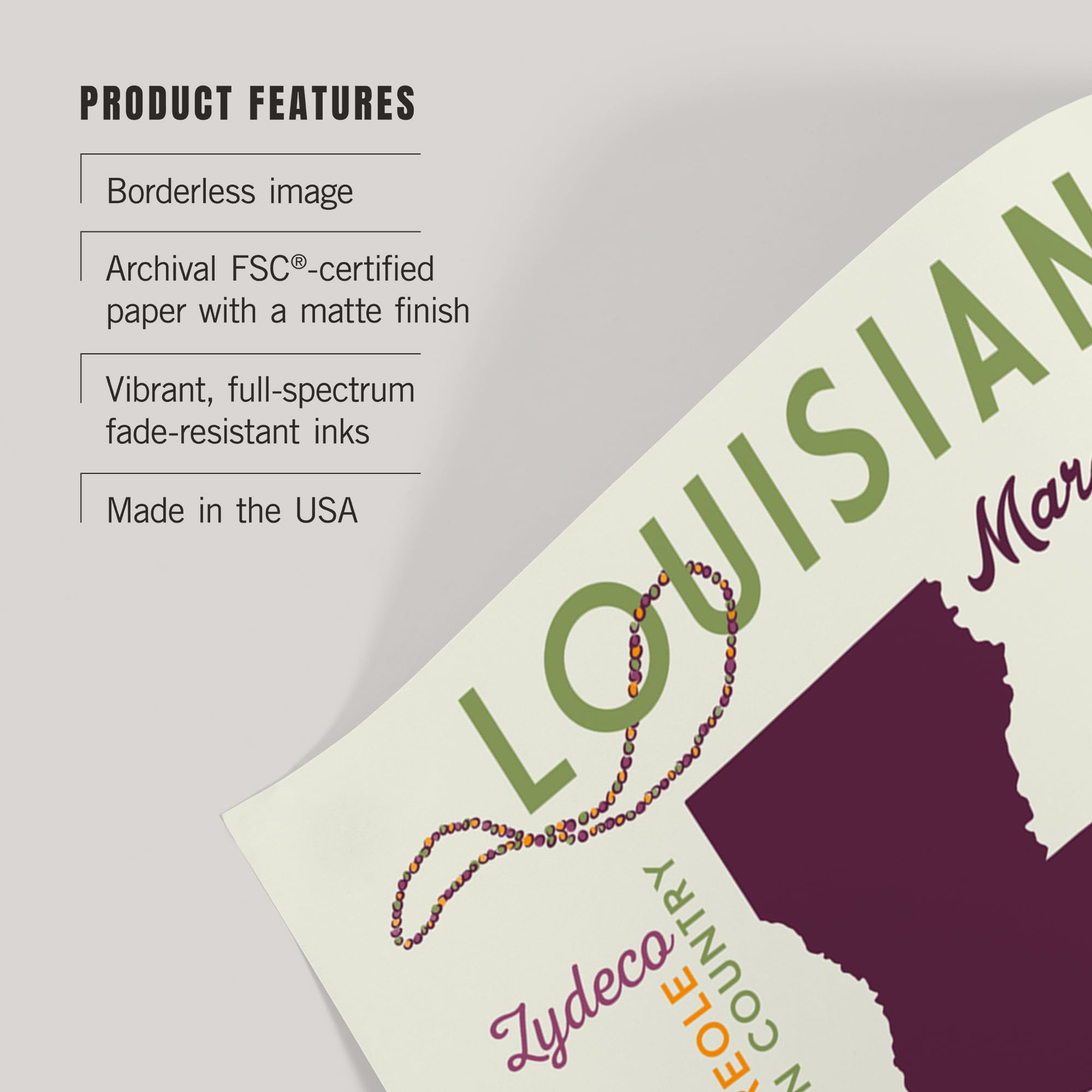 Lantern Press 16x24 Inch Giclee Art Print - Louisiana State Typography & Icon Wall Decor - Perfect for Home, Office & Gift Giving