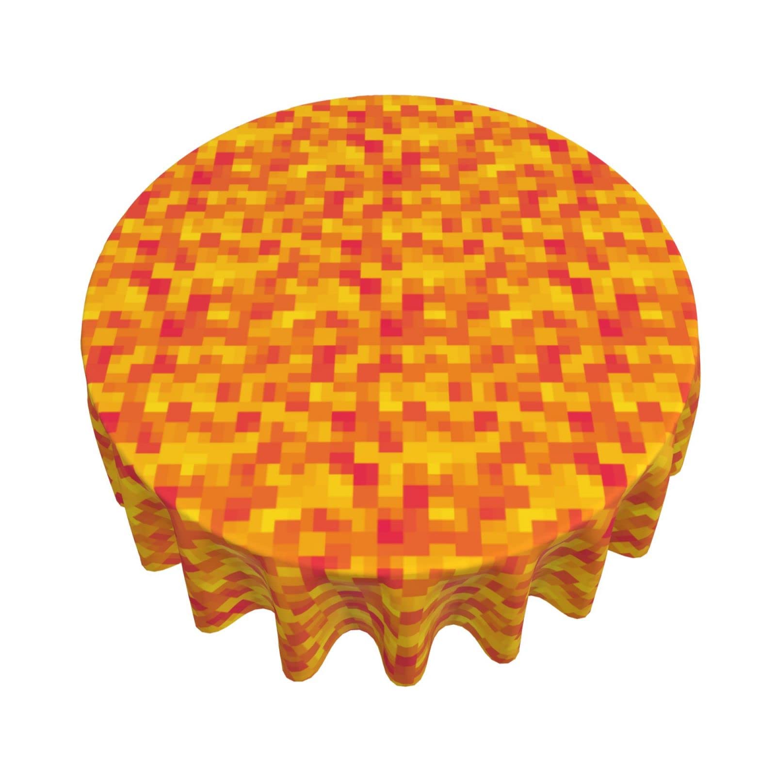 Waterproof Yellow Mosaic Round Tablecloth - 60 Inch Wipeable Fitted Table Cover for Indoor & Outdoor Use - Perfect for Parties, Picnics, and Dining Decor