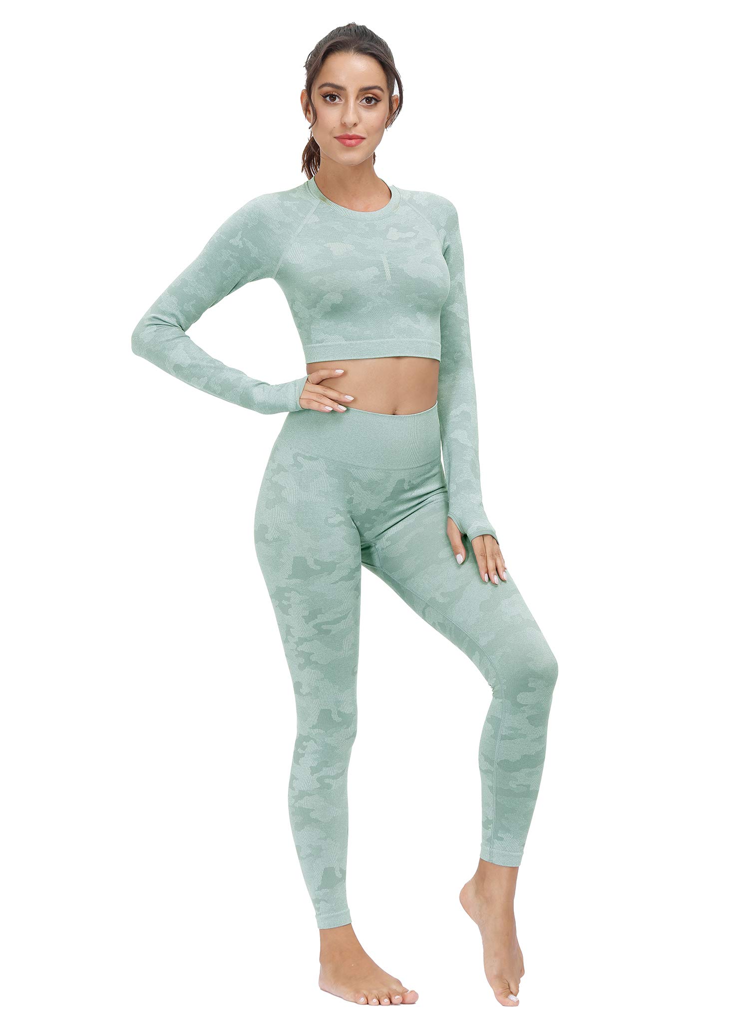 Seamless 2-Piece Women's Workout Set - High Waist Yoga Leggings & Padded Sports Bra Top | Gym, Yoga, Running & Fitness Outfit