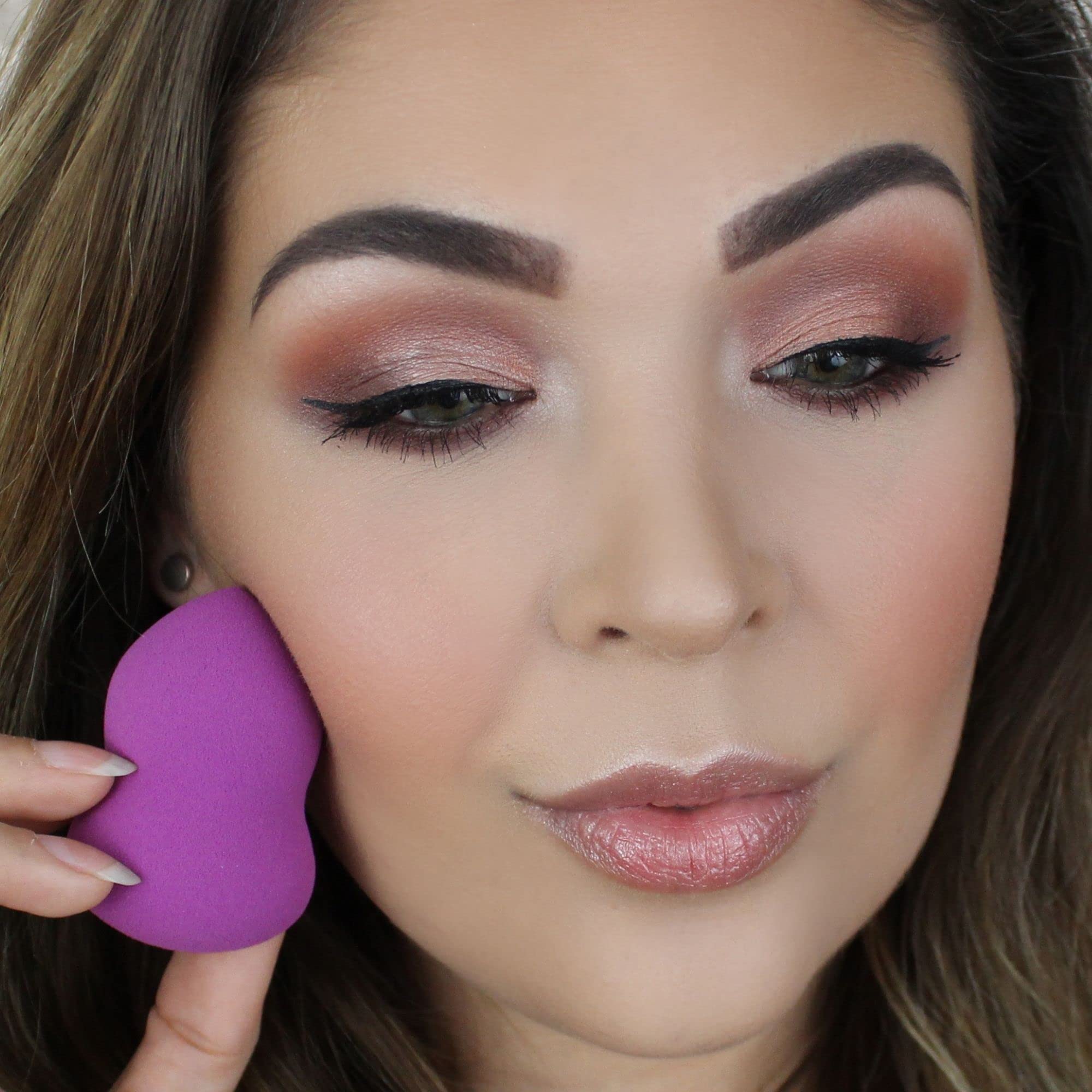 Beauty Junkees Makeup Sponge Blender – Purple Pear Foundation Sponge for Liquid, Cream & Powder | Latex-Free Cosmetic Blender for Wet & Dry Application | Perfect for Professional Makeup & Everyday Beauty Routine