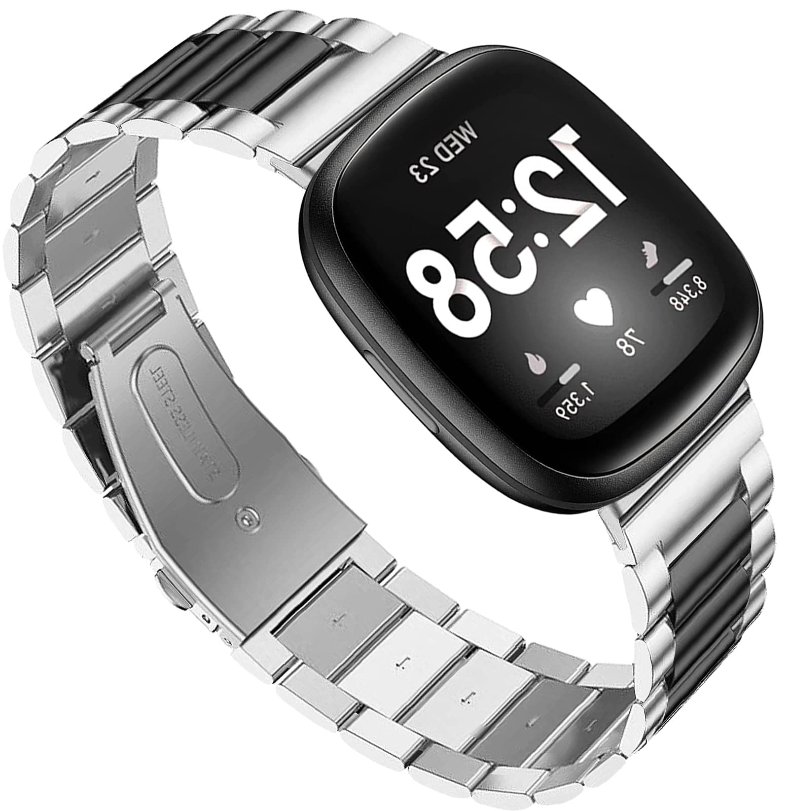 Stainless Steel Replacement Band for Fitbit Sense & Versa 3 - Durable Metal Wristband Bracelet Accessory | Perfect for Workouts, Office & Everyday Wear