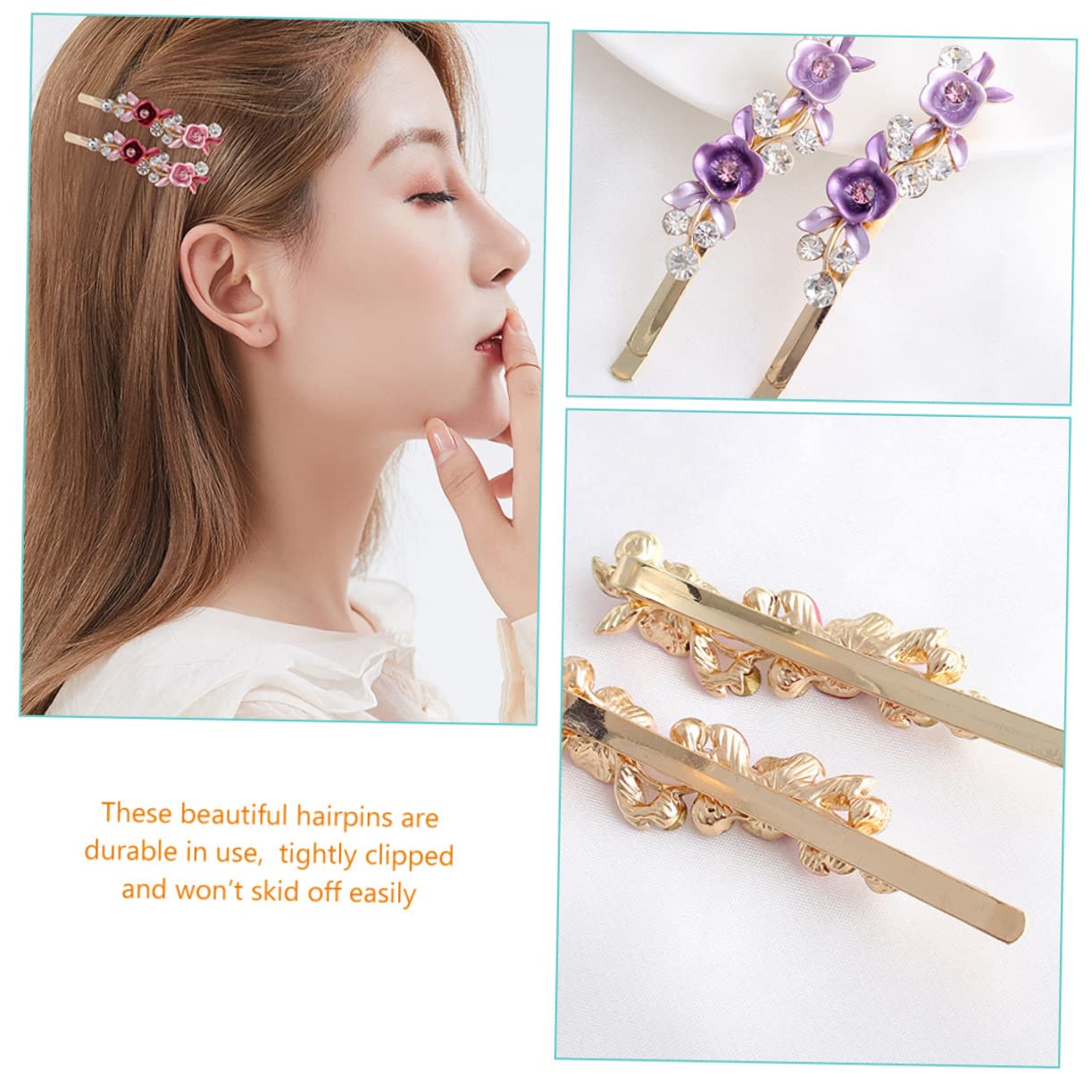 Elegant Rhinestone Hair Clips for Women - Flower Hair Barrettes for Party & Wedding