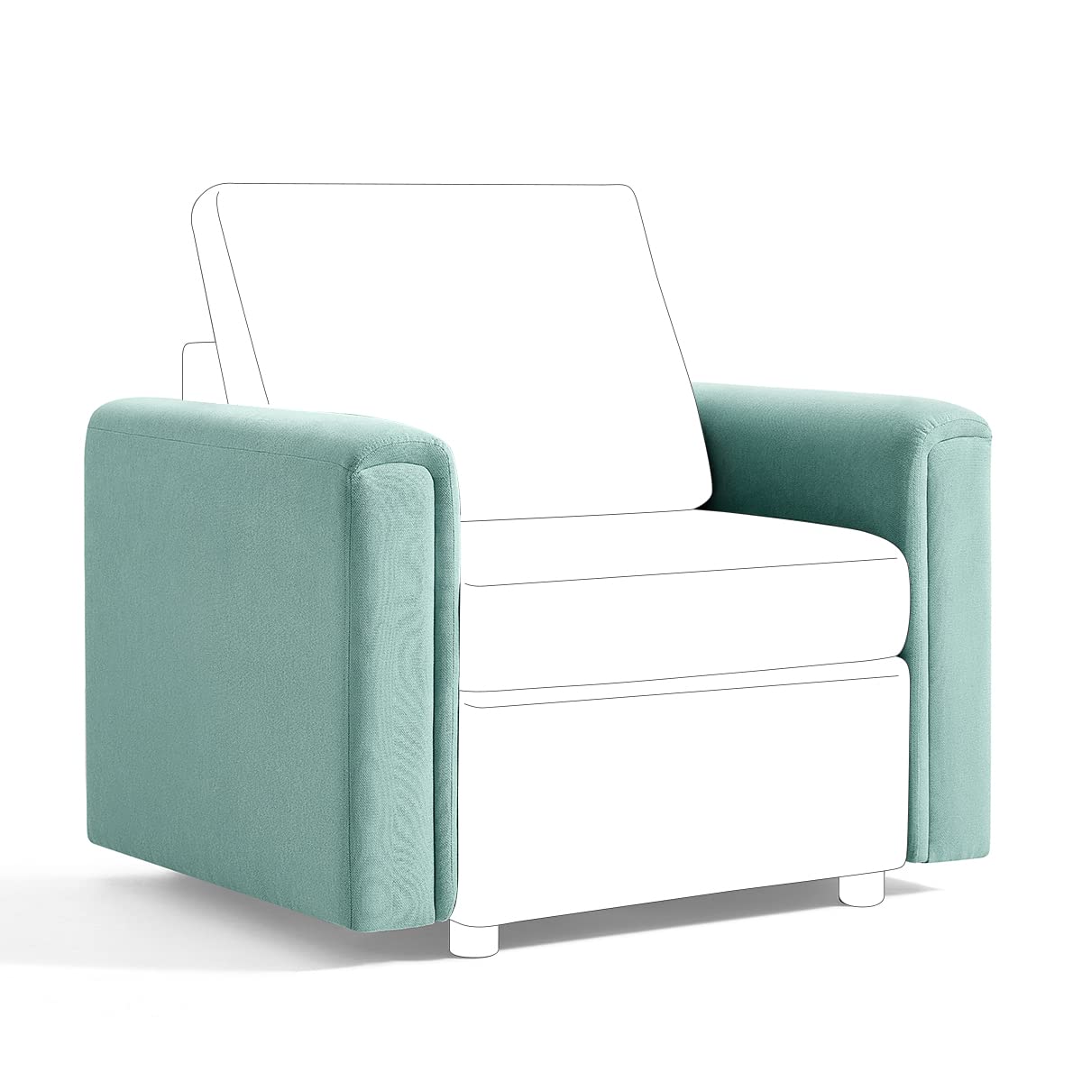 LINSY HOME Modular Sectional Sofa Armrest Pair - Wide Track Arm in Teal for Sofa Extension & Upgrade | Perfect for Living Room, Lounge & Home Theater Seating