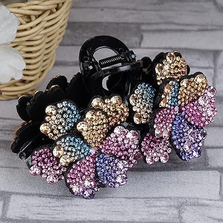RUBELA Rhinestone Hair Claw Clip - Crystal Hair Clips for Women, Sparkling Multicolor Hair Accessories for Party, Wedding & Special Occasions