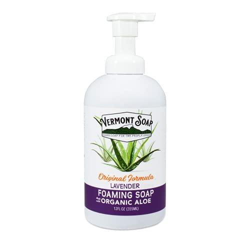 Organic Lavender Foaming Hand Soap by VERMONT SOAP - Natural Moisturizing Liquid Soap for Dry Skin, Fragrance-Free - 12 oz Bathroom Hand Wash with Soothing Lavender Scent | Ideal for Home, Office & Guest Bathrooms