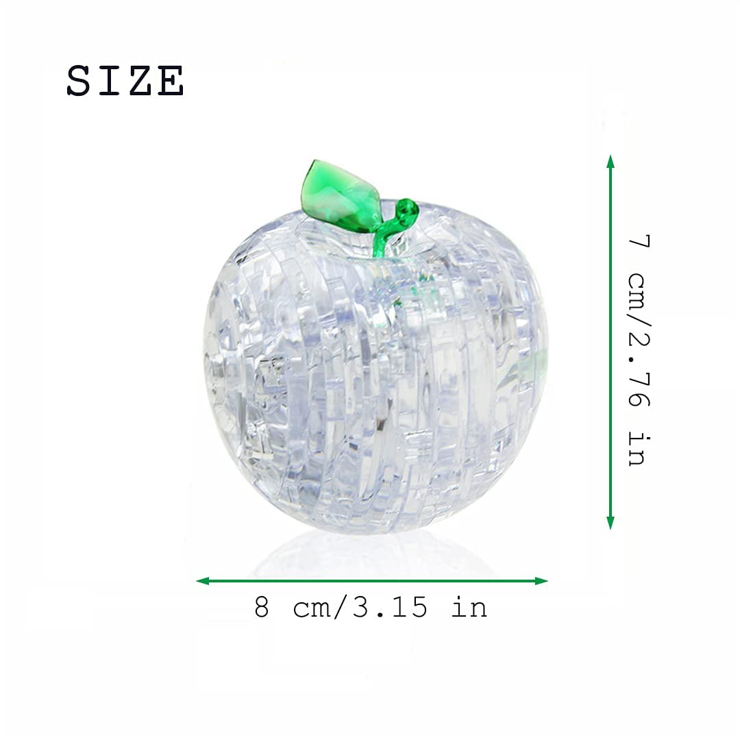 3D Puzzle Crystal Apple Model - STEM Educational Toy for Kids & Adults - White DIY Assembly Kit - Perfect for Gifts, Home Decor & Learning Activities