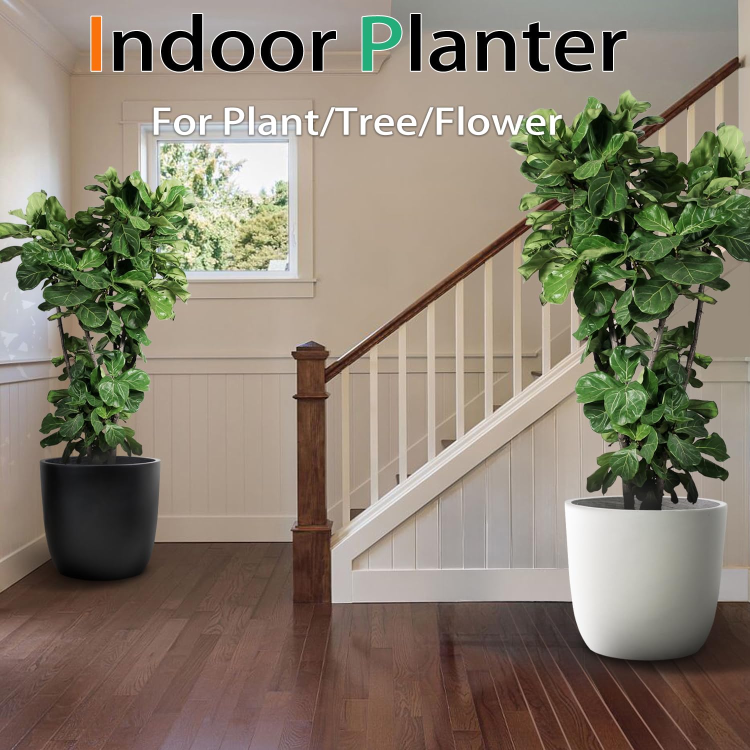 Large 18 Inch Grey Concrete Planter for Outdoor & Indoor Use - Cement Plant Pot for Trees, Flowers, Succulents - Perfect for Patio, Garden, Living Room Decor