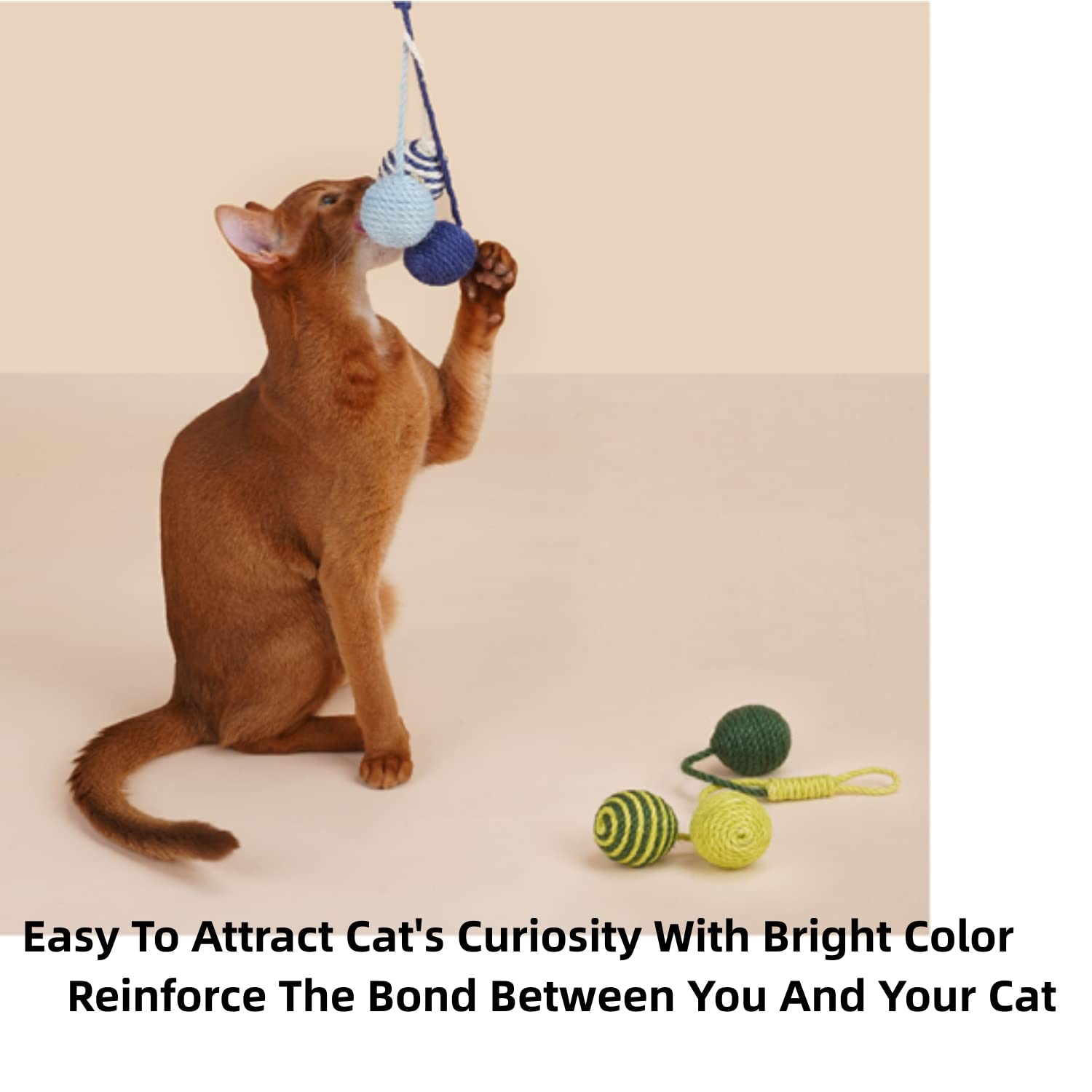 **Handmade Sisal Ball Cat Toy - Eco-Friendly Hanging Rope Chew Toy for Indoor Cats, Interactive Pet Play, Durable & Safe (Original Color) - Perfect for Playtime, Scratching & Teething Relief**