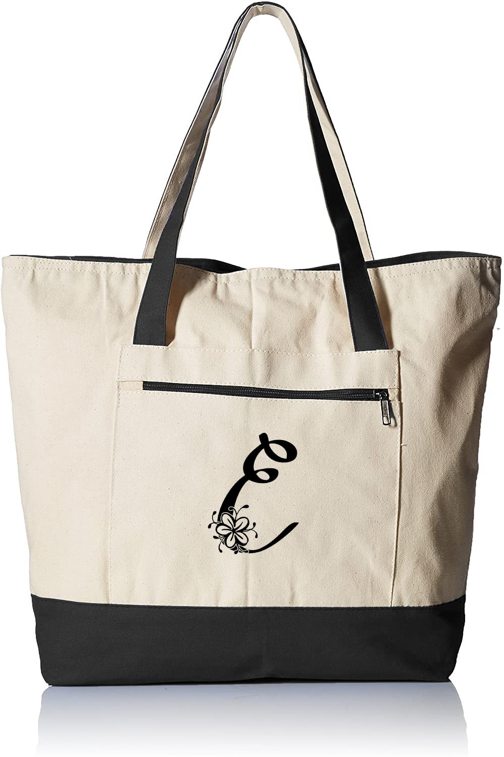 Personalized Initial Large Zipper Canvas Tote Bag for Women - Durable & Stylish Gift Idea | Perfect for Work, Travel, Shopping & Beach