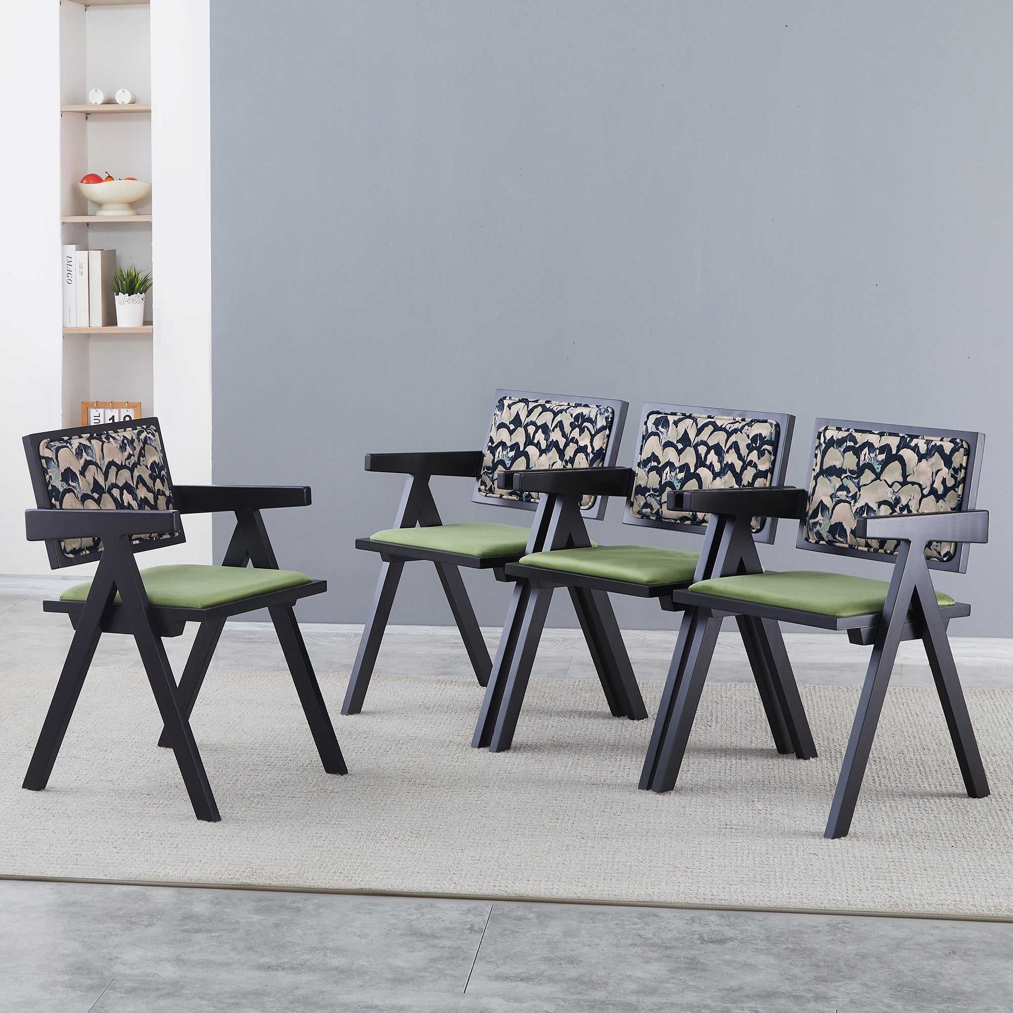 Solid Wood Dining Chairs with Armrests - Natural Rubber Wood & Rattan Woven Design for Kitchen, Dining Room, or Outdoor Patio