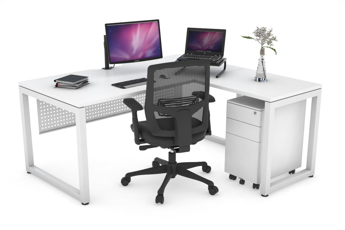 L-Shaped Corner Office Desk with Quadro Loop Legs - 55