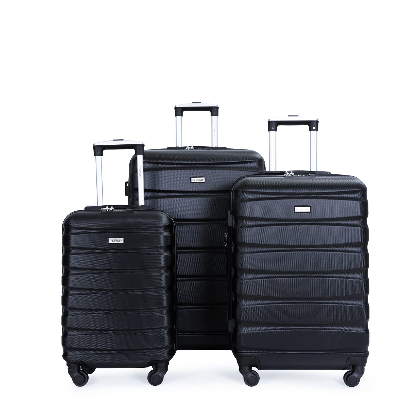3-Piece Expandable ABS Lightweight Luggage Set with Spinner Wheels, TSA Lock & Dual Hooks - 20