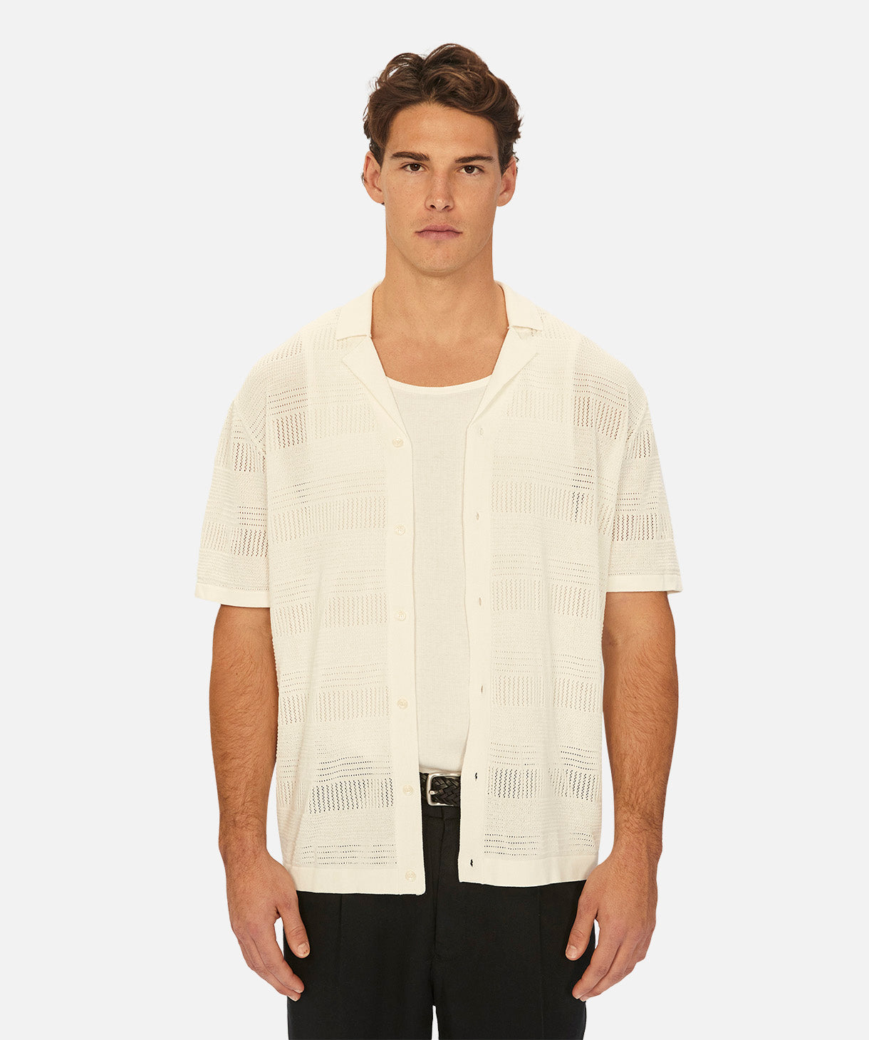 Vercelli Short Sleeve Shirt in Chalk - Stylish Casual Wear for Men | Perfect for Office, Outings & Summer Fashion