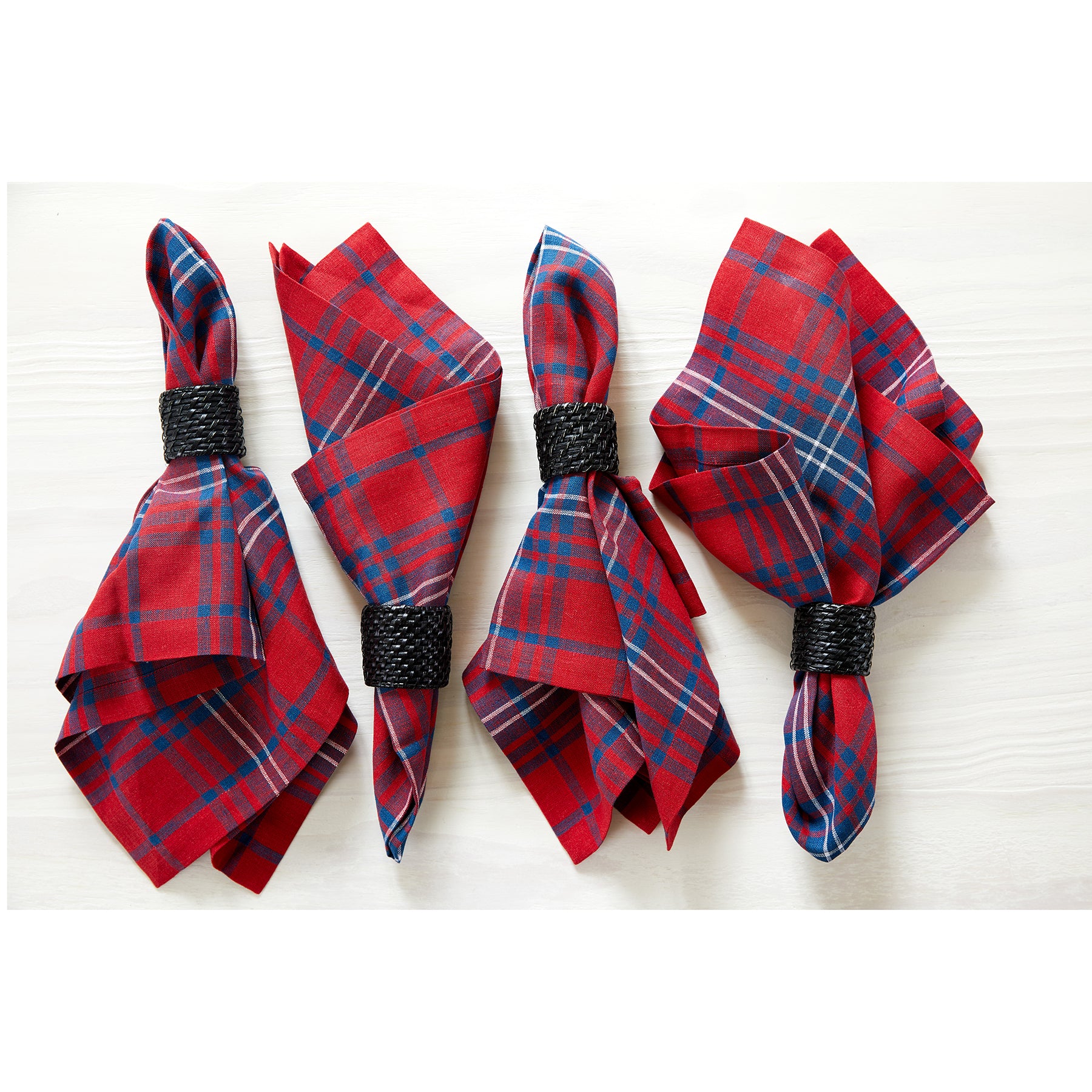 Premium Red Tartan Plaid Napkins Set of 4 - 100% Cotton Decorative Table Linens for Christmas Dinner, Holiday Parties & Scottish-Themed Events