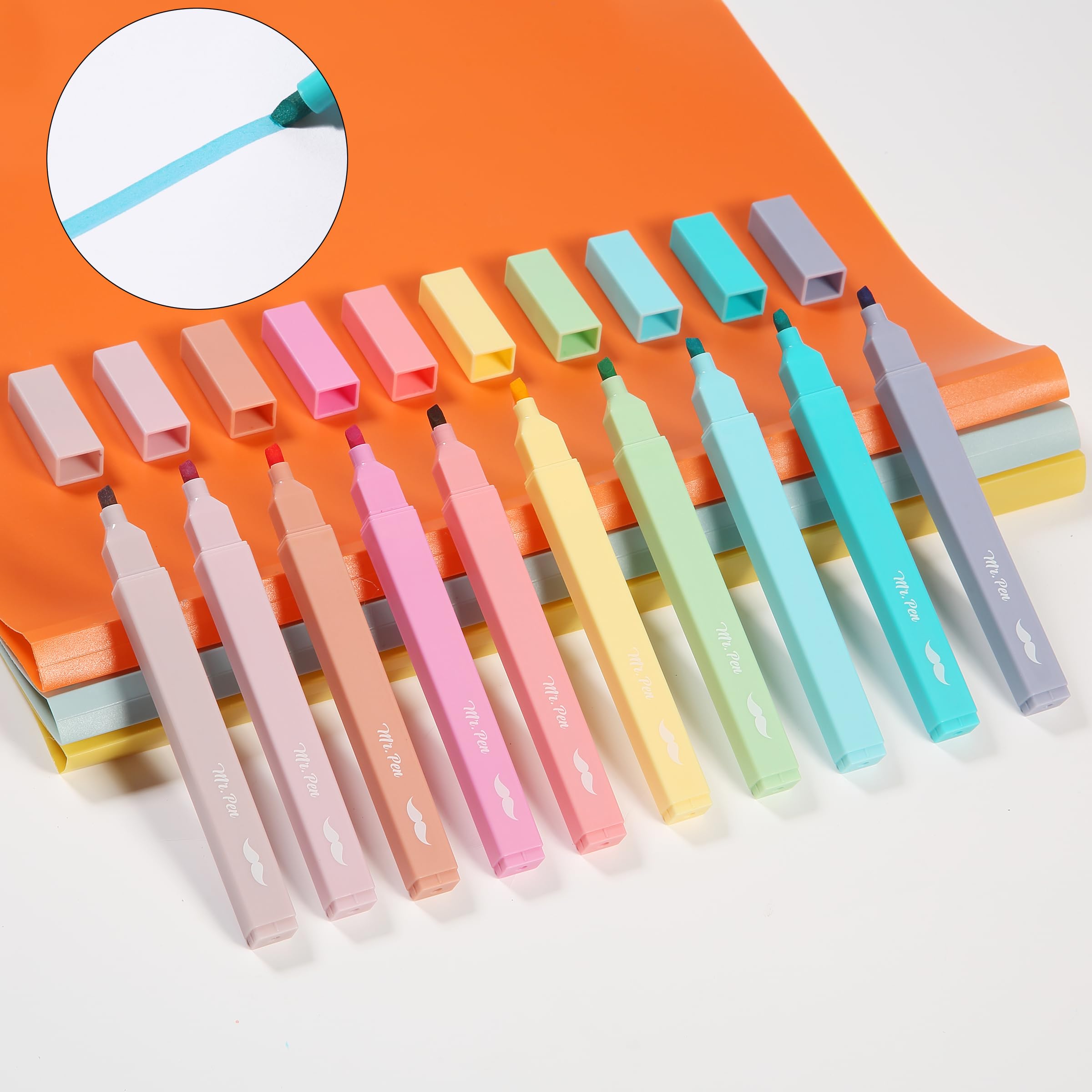 Pastel Chisel Tip Highlighters - 10 No Bleed Pens for Bible & Notes