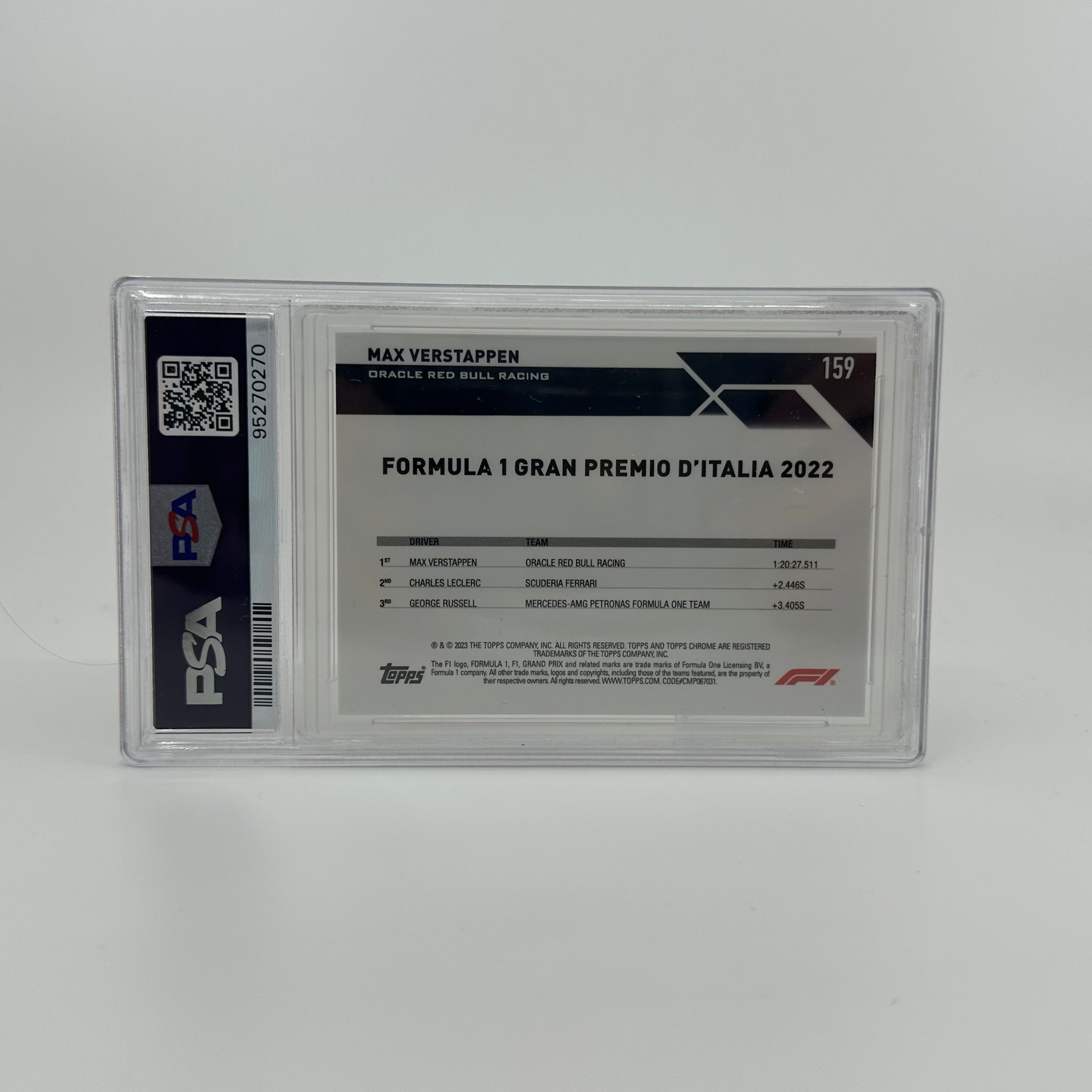PSA 9 2023 Topps Chrome Max Verstappen #159 Sapphire Orange Racing Card - Perfect for F1 Collectors, Sports Memorabilia Displays & Racing Enthusiasts