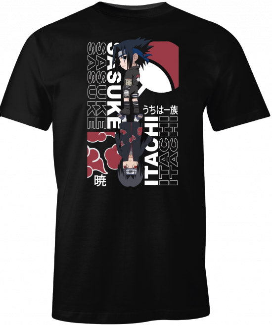 Naruto Chibi Sasuke Itachi Black T-Shirt - Anime Graphic Tee for Fans, Cosplay & Casual Wear