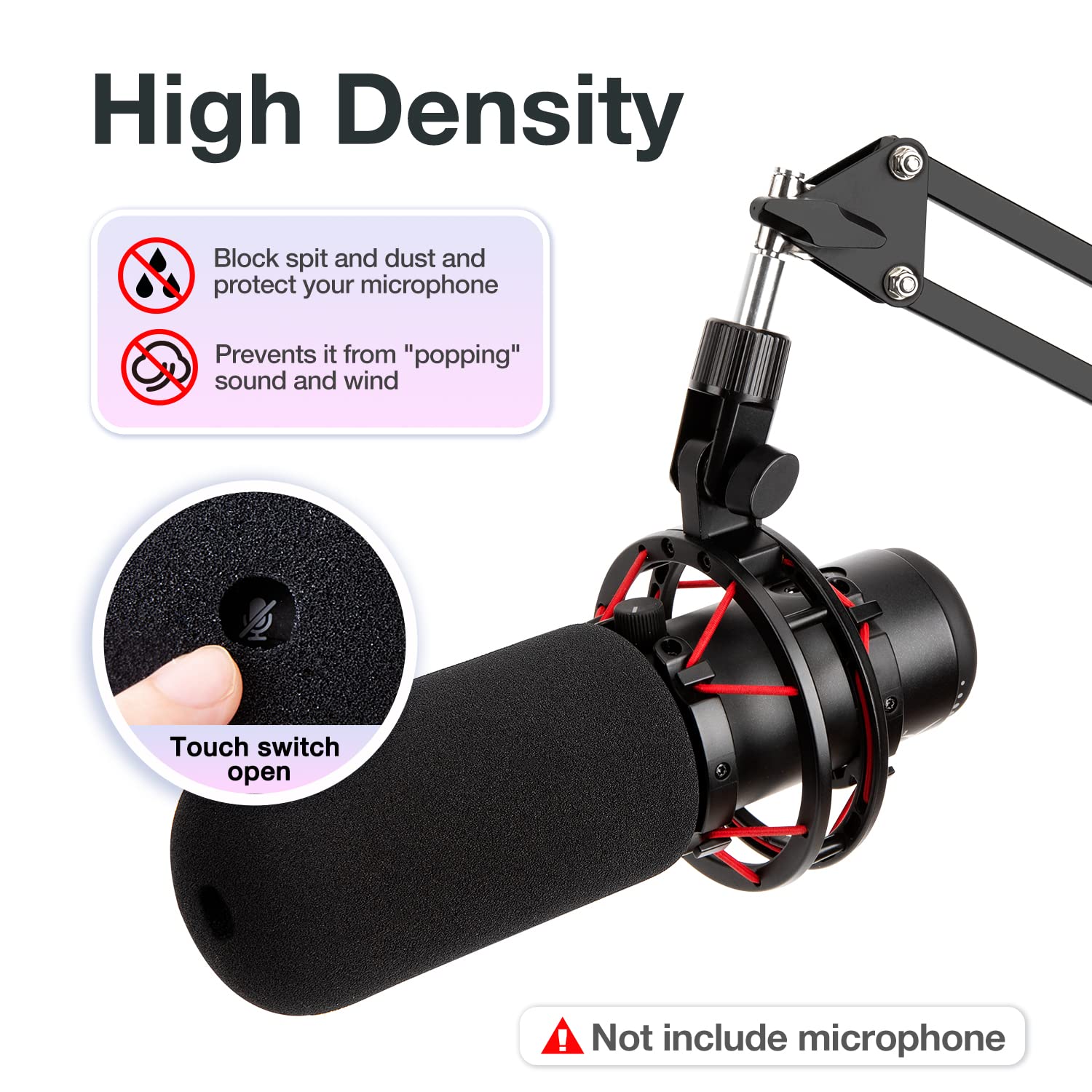 HyperX QuadCast S Microphone Pop Filter - SUNMON Foam Windscreen for Noise Reduction & Improved Sound Quality | Compatible with HyperX QuadCast | Perfect for Streaming, Podcasting & Gaming