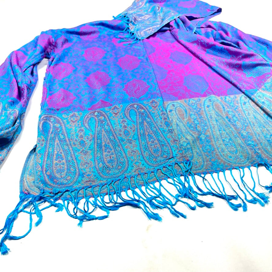 PASH ROBE Teal & Pink Paisley Printed Womens Kimono Robe - Lightweight Loungewear for Spa, Beach Cover Up & Boho Chic Outfits