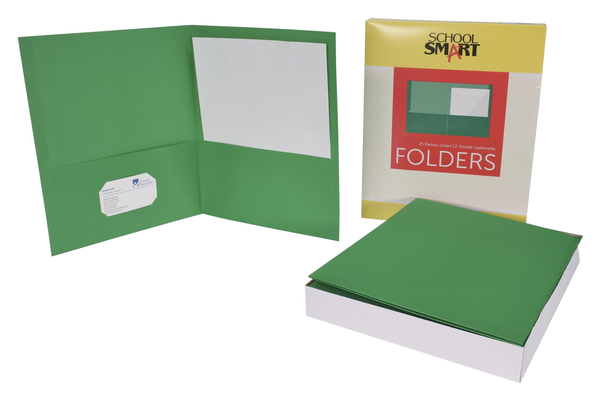 School Smart 2-Pocket Folders Without Brads - Green (Pack of 25) - Perfect for Classroom Organization, Homework Assignments & Student Binders