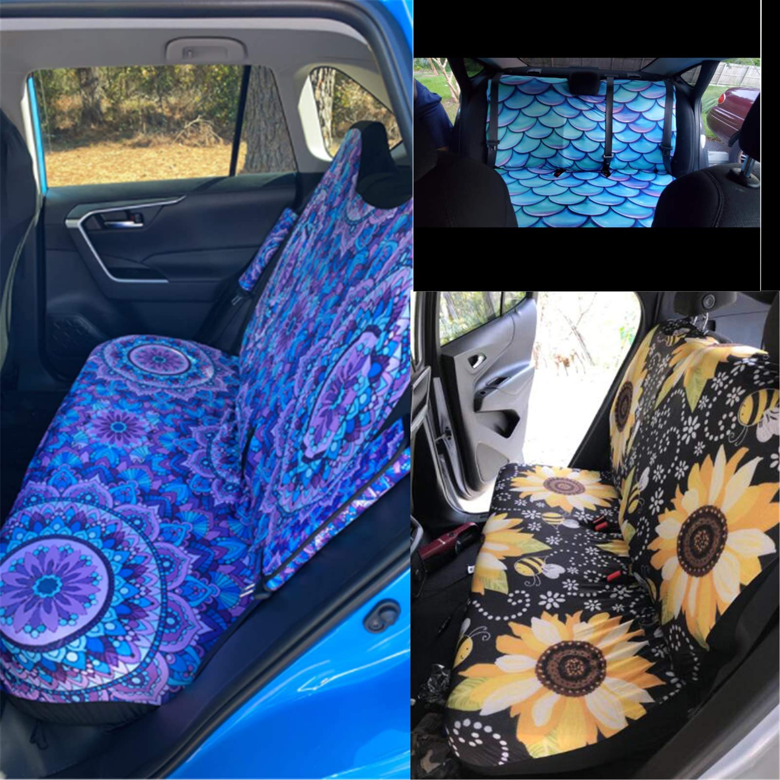 ZFRXIGN Galaxy Print Car Seat Cover - Waterproof & Durable Back Seat Protector for Women & Men, Universal Fit for SUV, Sedan, Truck - Pet & Child Safe All-Weather Vehicle Accessories (Purple/Blue) - Perfect for Road Trips, Family Outings & Pet Travel