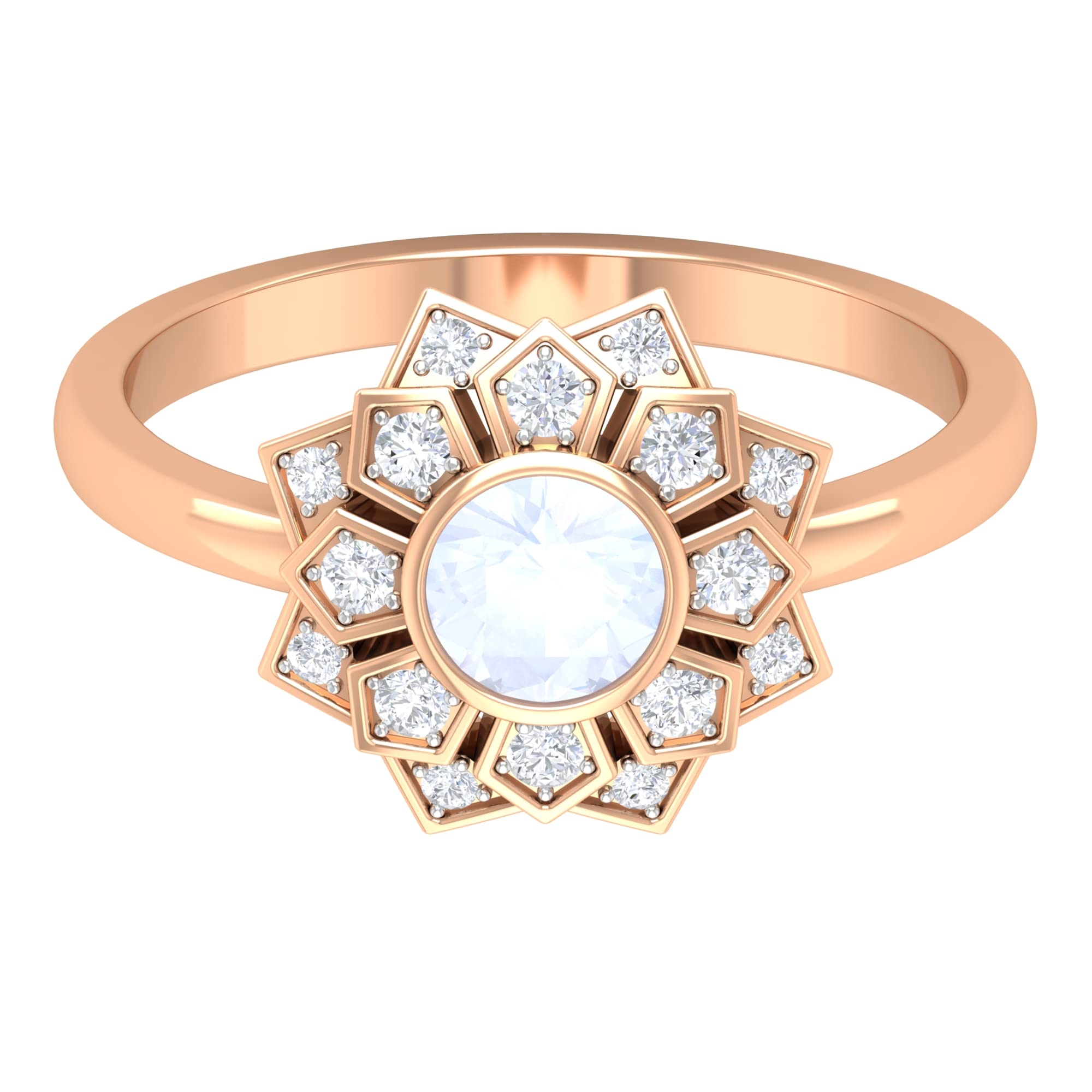 Moonstone Engagement Ring with Diamond Accents - 14K Solid Gold Floral Wedding Band for Women | Perfect for Proposals, Anniversaries & Romantic Occasions