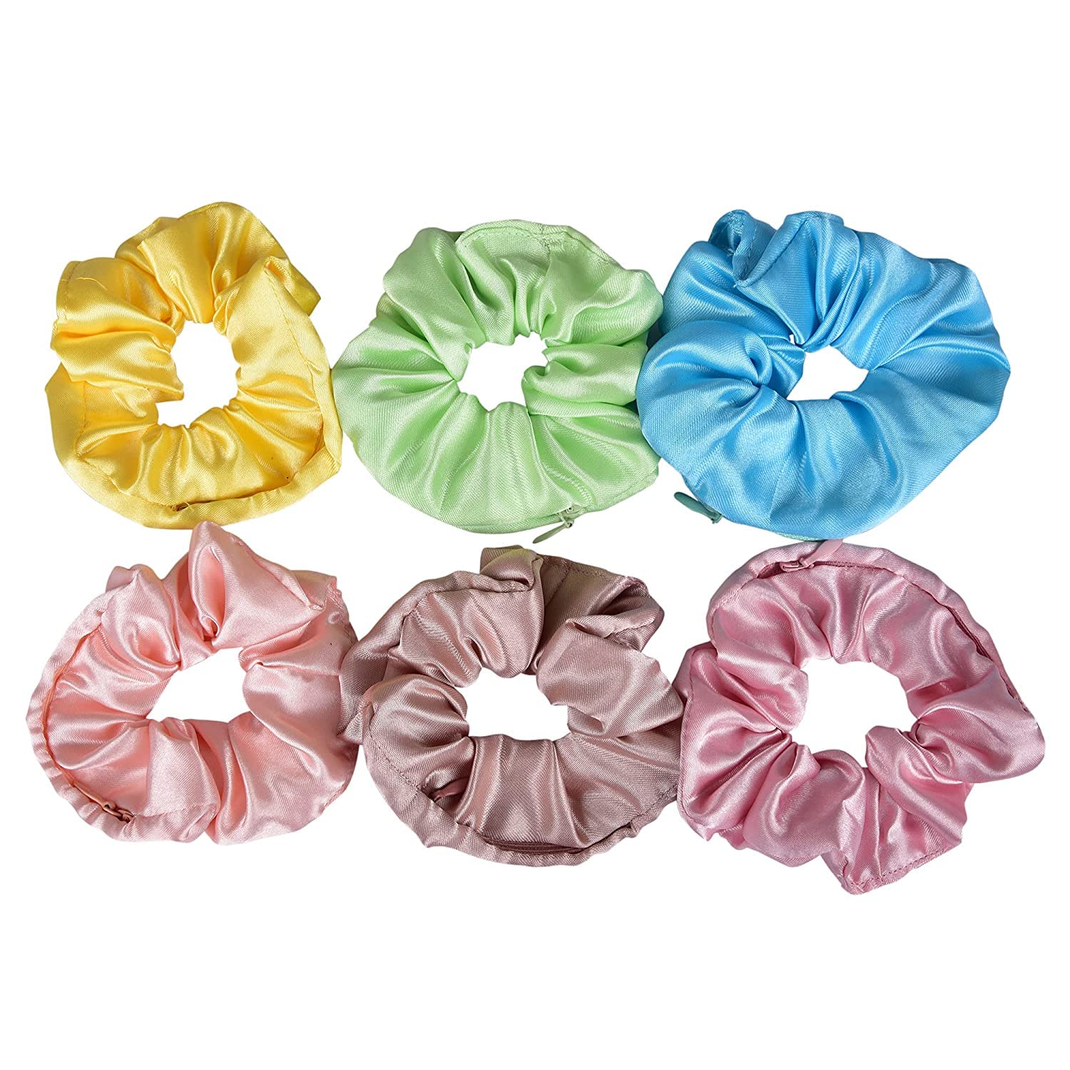 6-Pack Satin Scrunchies for Women & Girls - Soft Hair Ties, Ponytail Holders, No-Slip Rubber Bands (Multicolor) | Perfect for School, Workouts, Travel & Everyday Hair Accessories