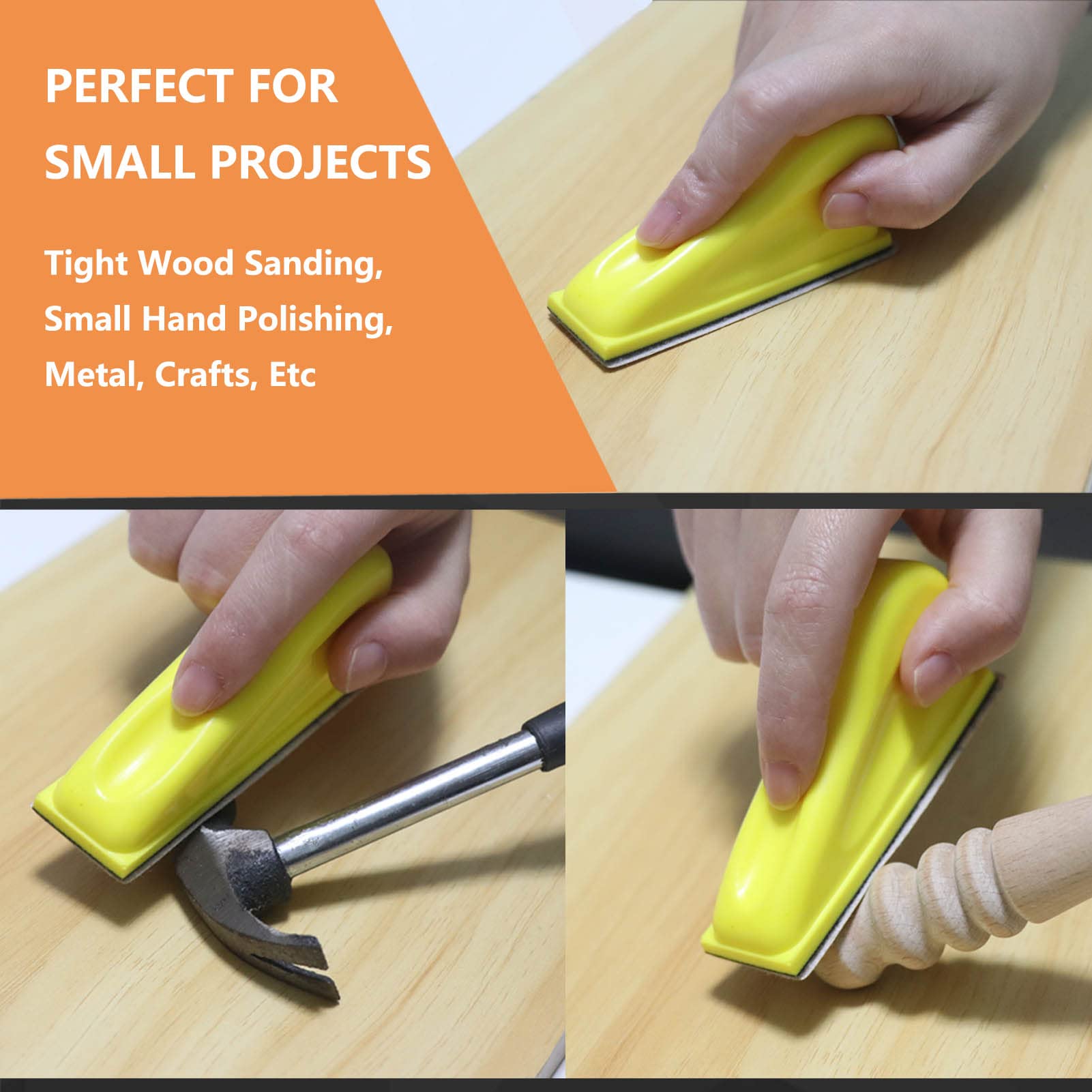 70 Sheets Micro Detail Sander Paper Kit - 3.5”x1” Hand Sanding Block with 80-600 Grit Wet/Dry Hook & Loop Sandpaper for Woodworking, Metal Finishing, Crafts & Tight Spaces - Perfect for Small DIY Projects & Professional Use