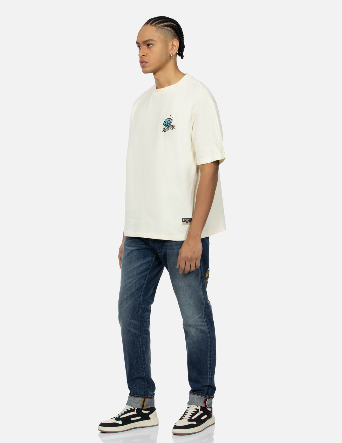 Diamond Daruma Print Loose Fit T-Shirt for Men - Comfortable Casual Streetwear Top for Everyday Wear & Japanese Culture Enthusiasts
