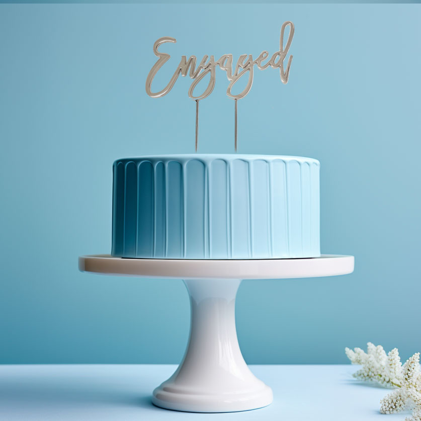 Personalized Engaged Cake Topper - Elegant Wedding Cake Decor for Engagement Parties & Bridal Showers