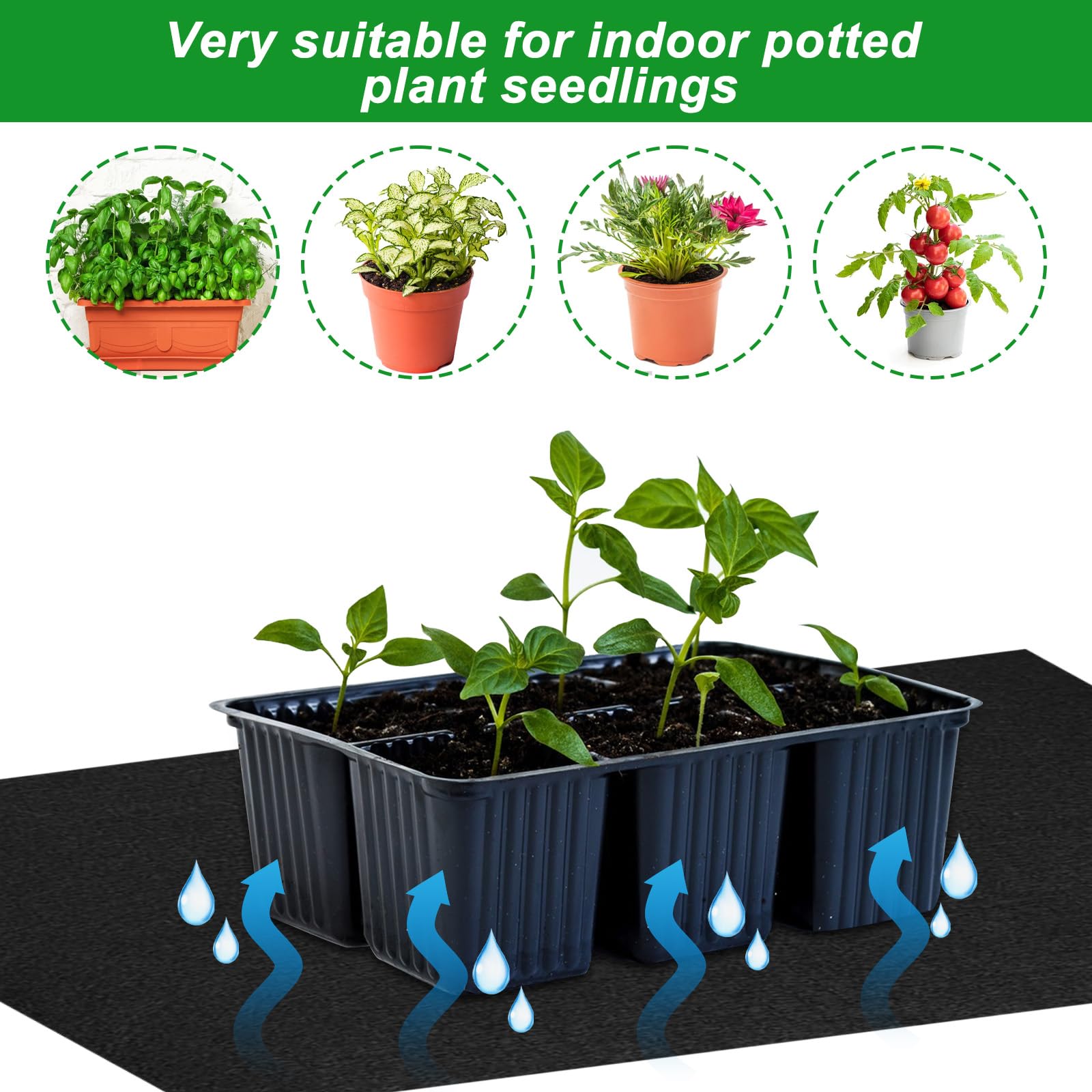 2 Pack Automatic Plant Watering Mat - 3mm Thick Self Watering Capillary Mat with 20 Plant Labels | Vacation Plant Watering System for Indoor Potted Plants, Greenhouse & Hydroponics | Perfect for Home Gardening, Plant Care & Holiday Travel