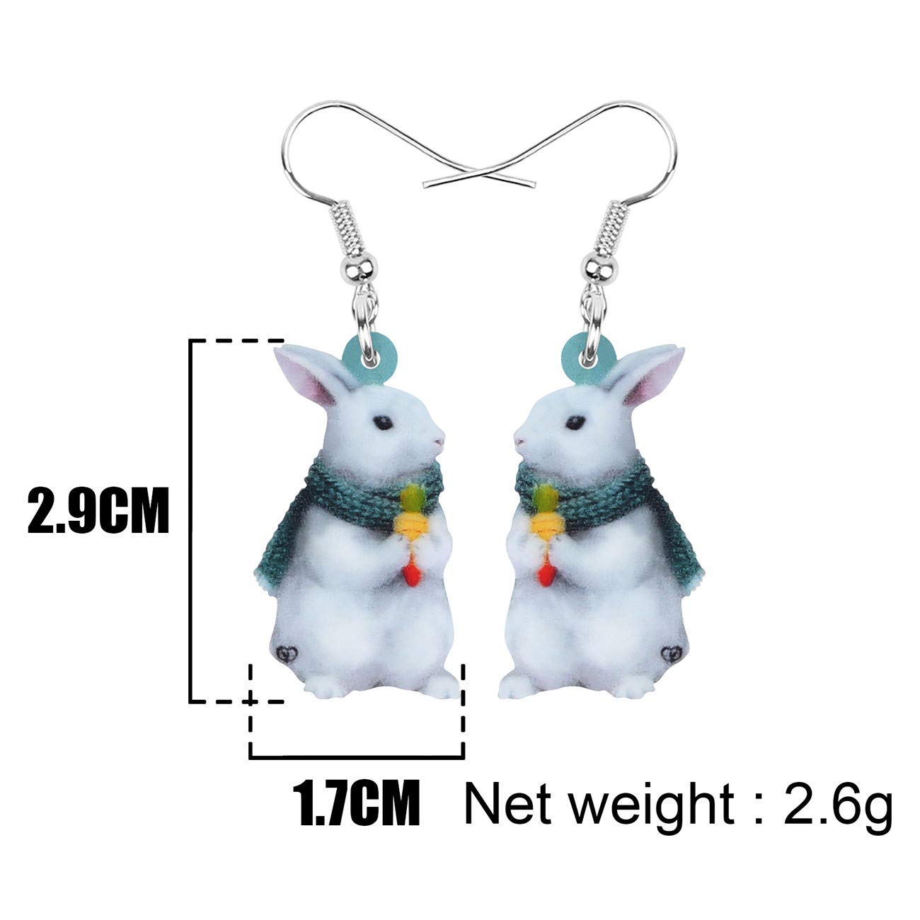 DOWAY Acrylic Easter Bunny Rabbit Earrings - Cute Drop Dangle Jewelry Gifts for Women, Girls - Funny Party Accessories & Easter Basket Decorations - Perfect for Easter Celebrations, Spring Parties & Gift Giving