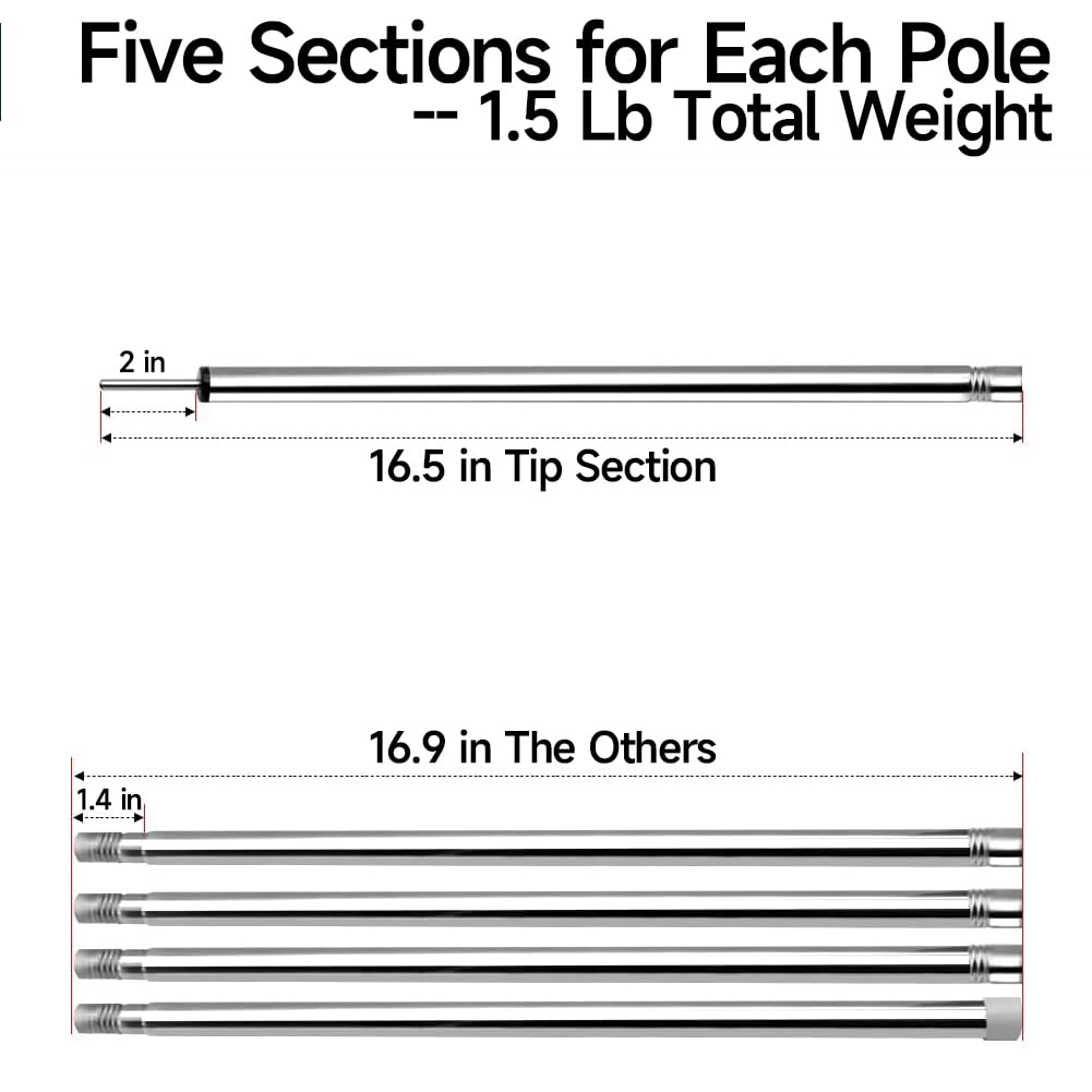 Heavy Duty Adjustable Tarp Poles - Replacement Tent Poles for Canopy, Shelter & Awning - Thickened Camping Poles for Outdoor Adventures, Backpacking & Emergency Preparedness